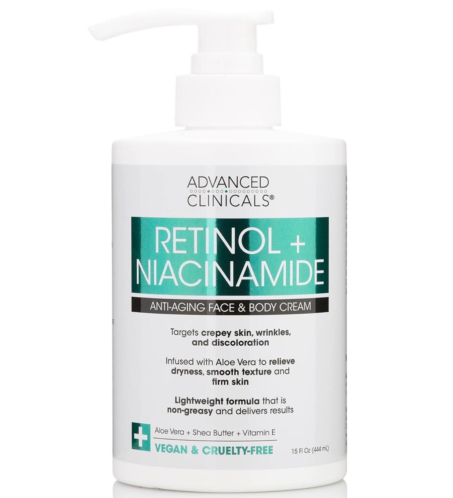ADVANCED CLINICALS Advanced Clinicals Retinol + Niacinamide Face and Body Cream 444ML - Buy Online on GoSupps.com