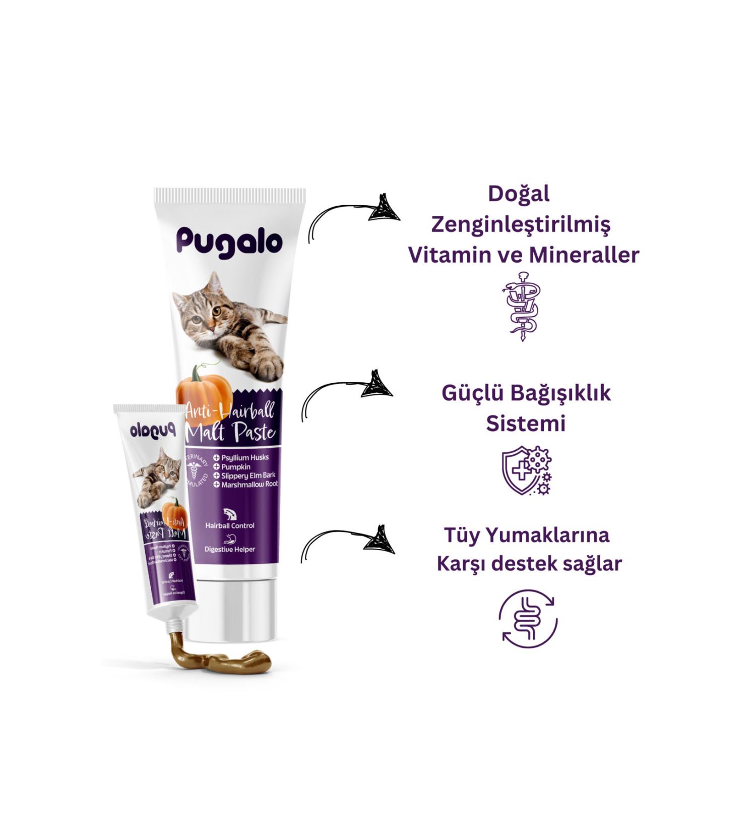 PUGALO Hairball Malt Paste Vitamin Additive Malt Paste for Cats Preventing Hairballs 100 ml - Buy Online on GoSupps.com