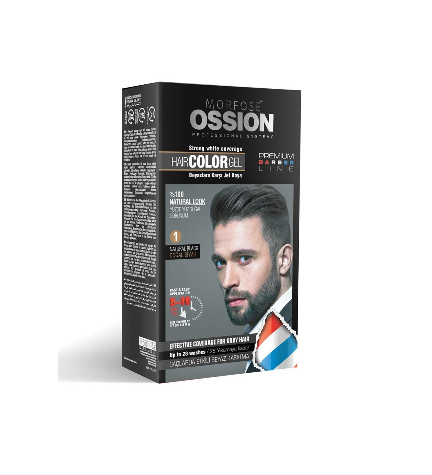 Morfose Ossion Pr.barber Men's Hair Gel Dye Natural Black No:1 40 Ml - Buy Online on GoSupps.com