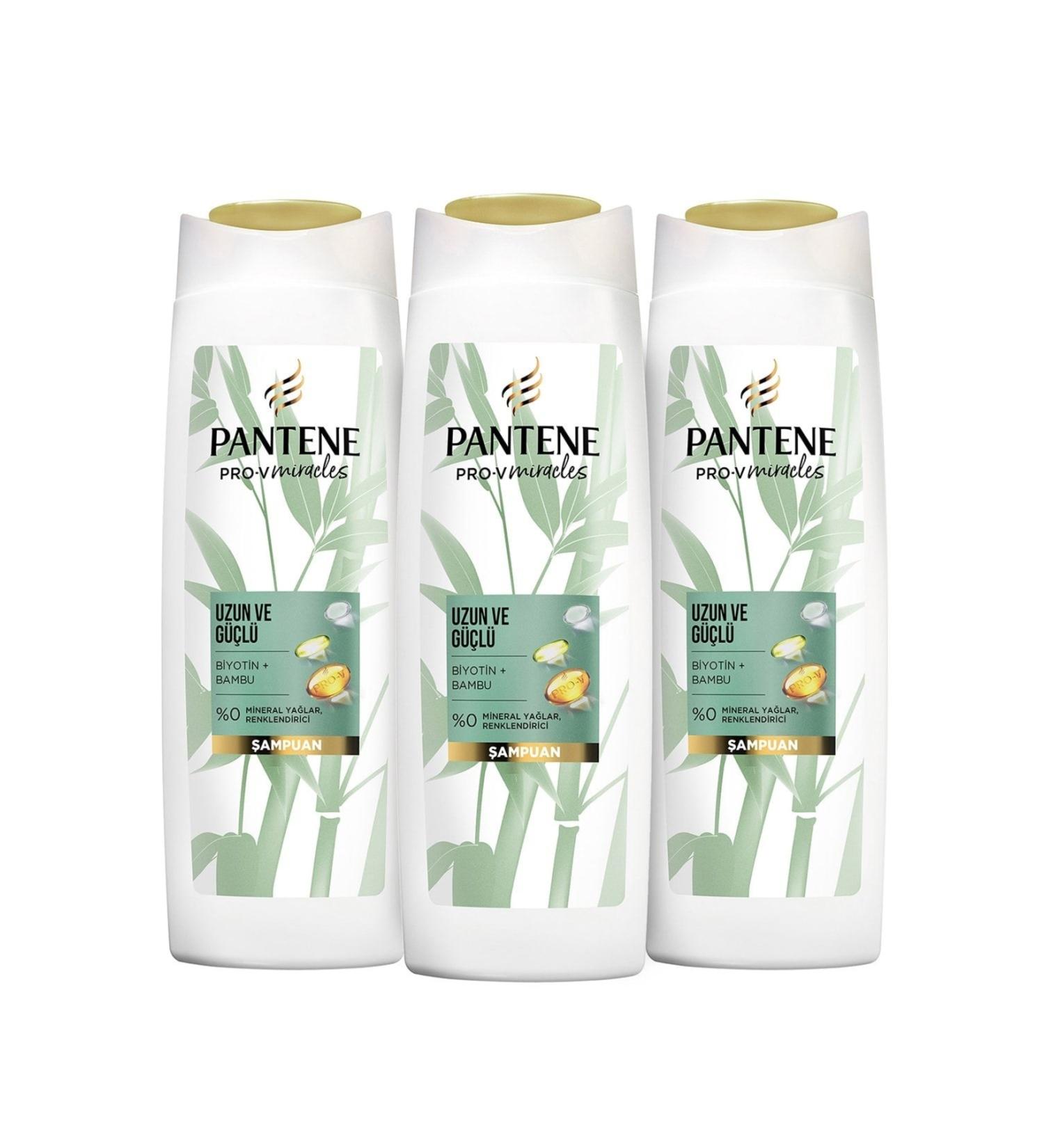 Pantene Long and Strong Hair Bamboo Biotin Shampoo 350 Ml X 3 Pieces