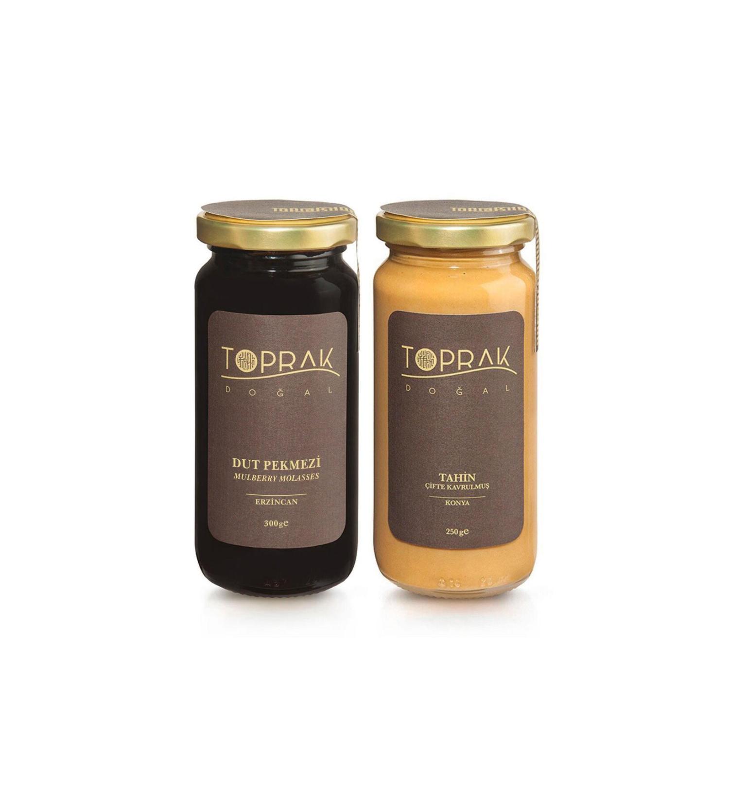 Toprak Natural Mulberry Molasses Tahini Set - Bozk r Double Roasted Tahini 250 G - Sugar Free Mulberry Molasses - Molasses Tahini - Buy Online on GoSupps.com
