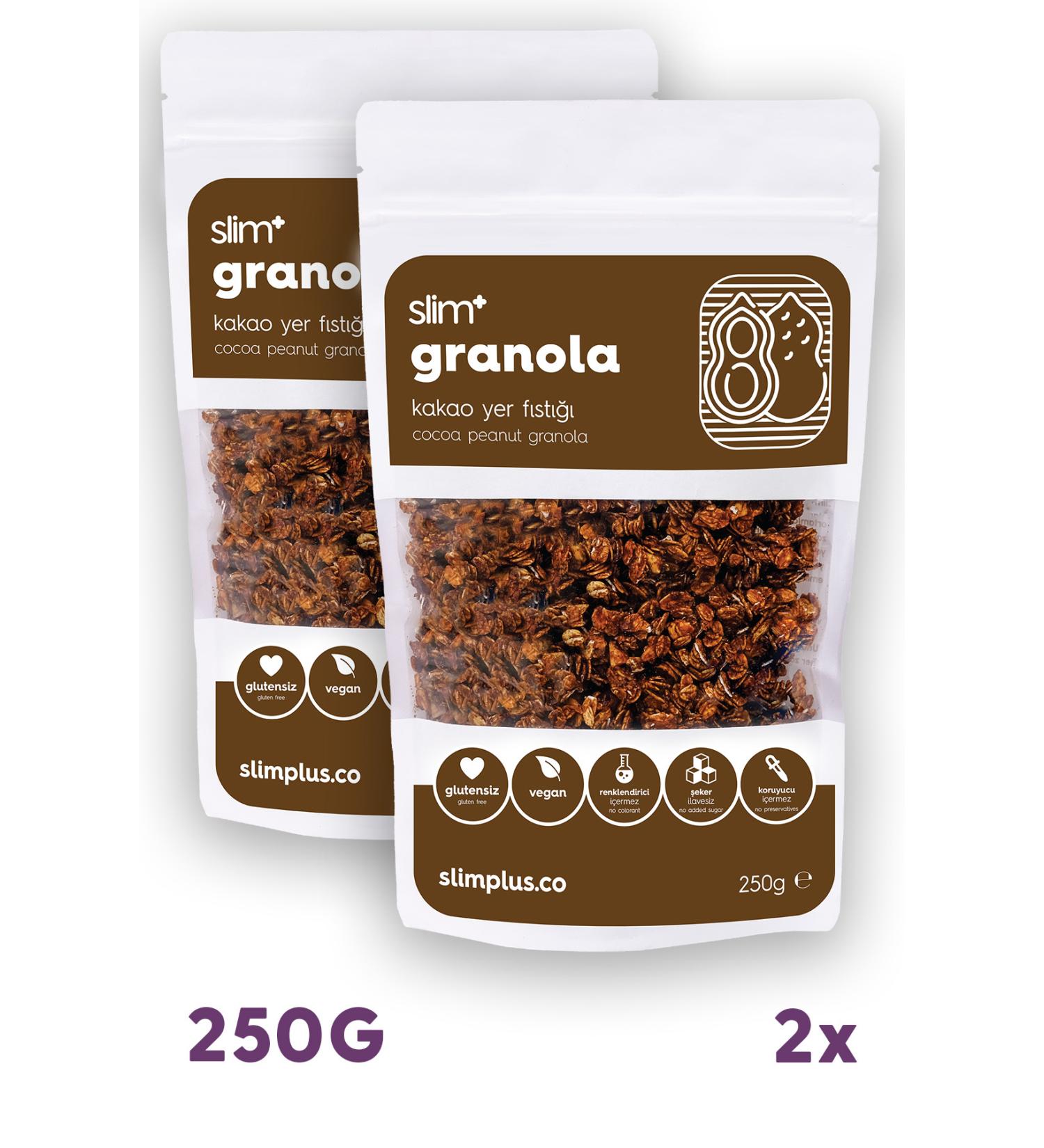 slimplus 2 Pack Cocoa Peanut Gluten Free No Added Sugar Vegan Granola 250gr - Buy Online on GoSupps.com