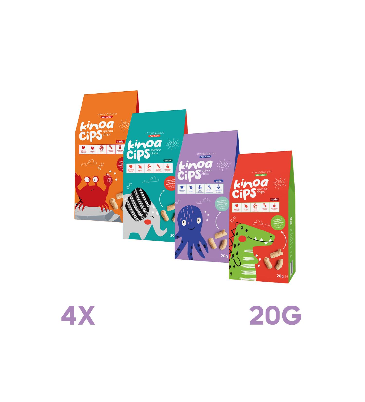 slimplus 4 Packs 20G Plain Quinoa Chips for Kids Gluten-free Vegan Fat-free Chips Special Mixed Packages for Kids - Buy Online on GoSupps.com