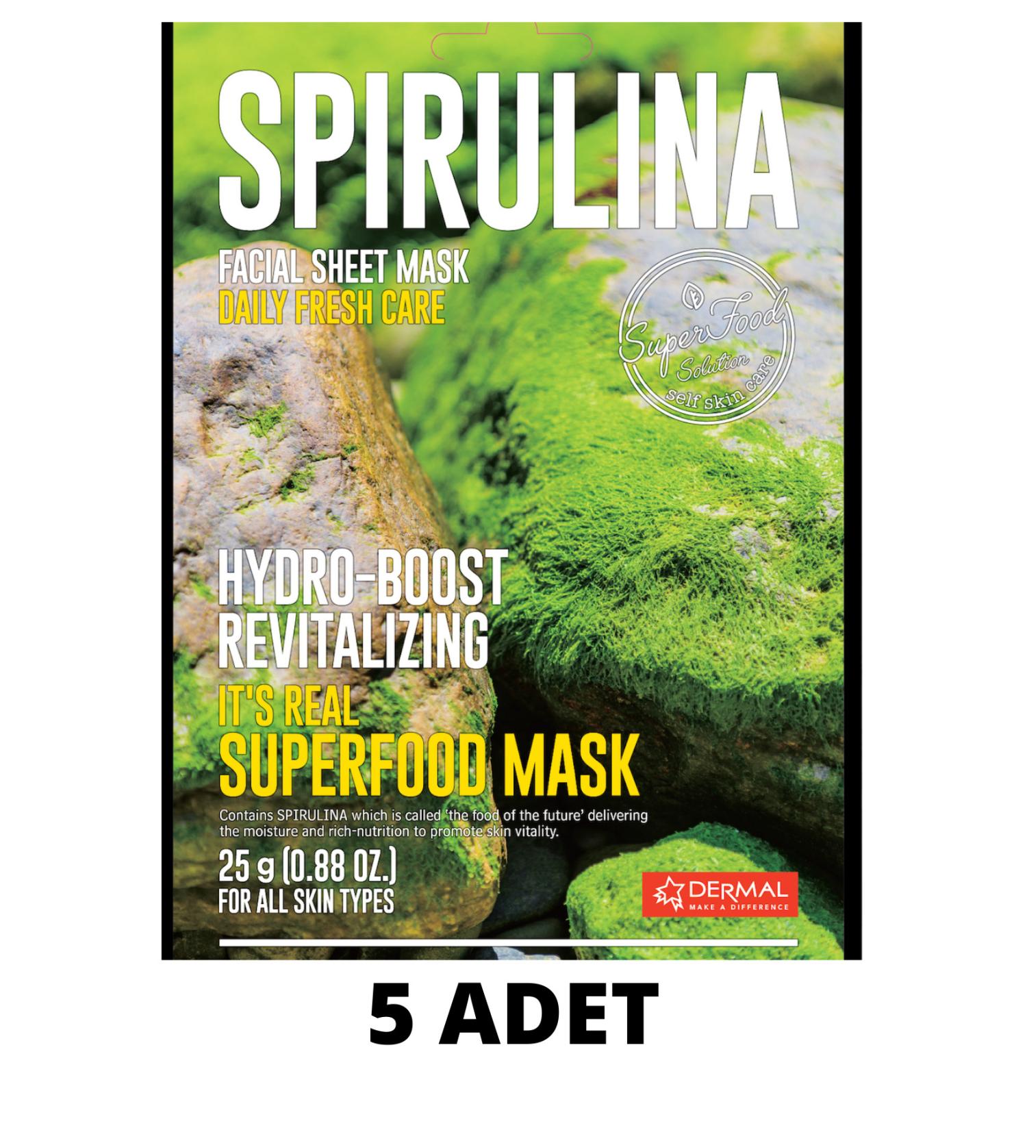 Dermal 5 Piece Superfood Spiriluna Face Mask I Moisture and Revitalize - Buy Online on GoSupps.com