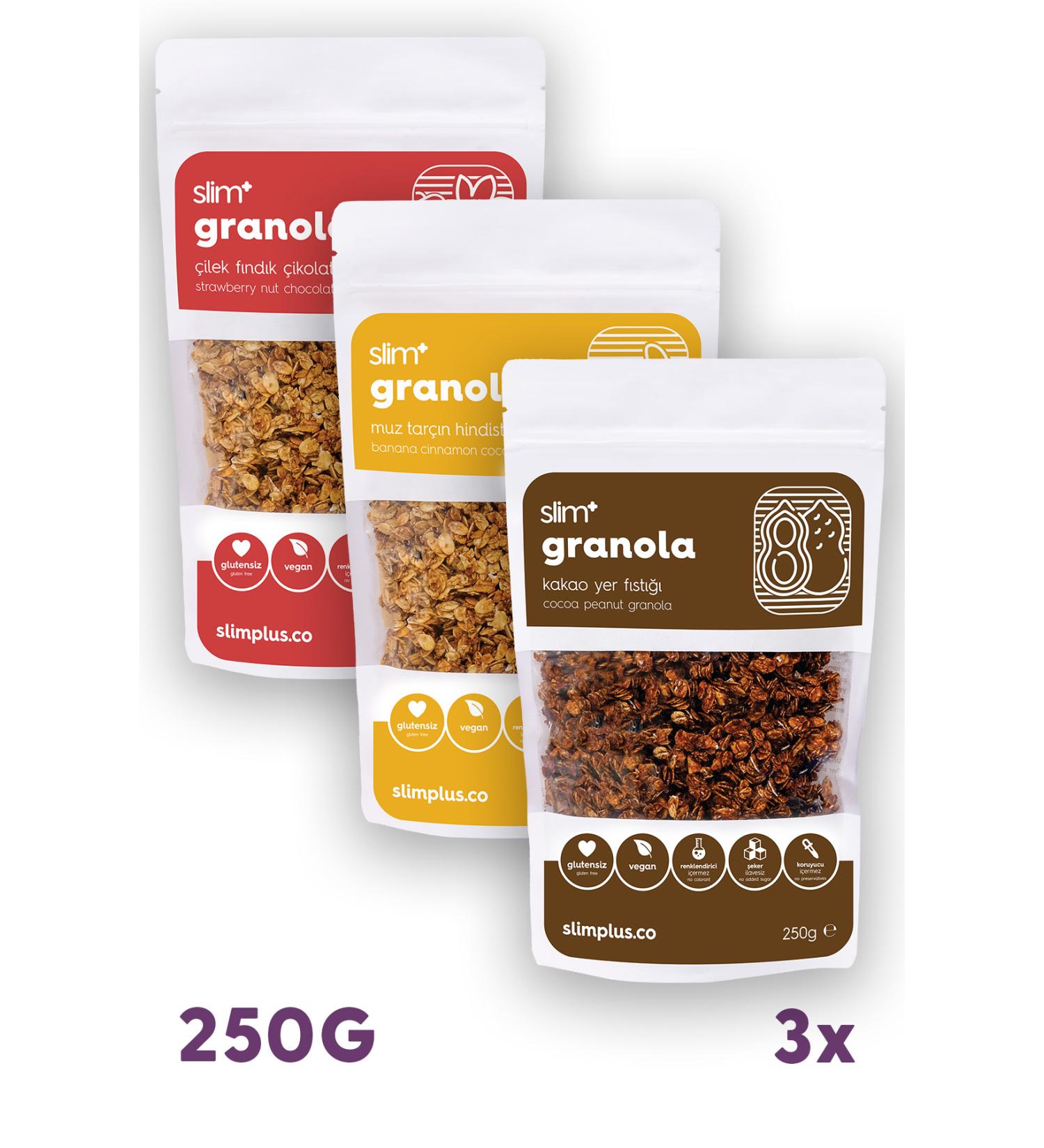 slimplus 3 Pack Gluten Free Vegan No Added Sugar Granola Mix 250 gr - Buy Online on GoSupps.com