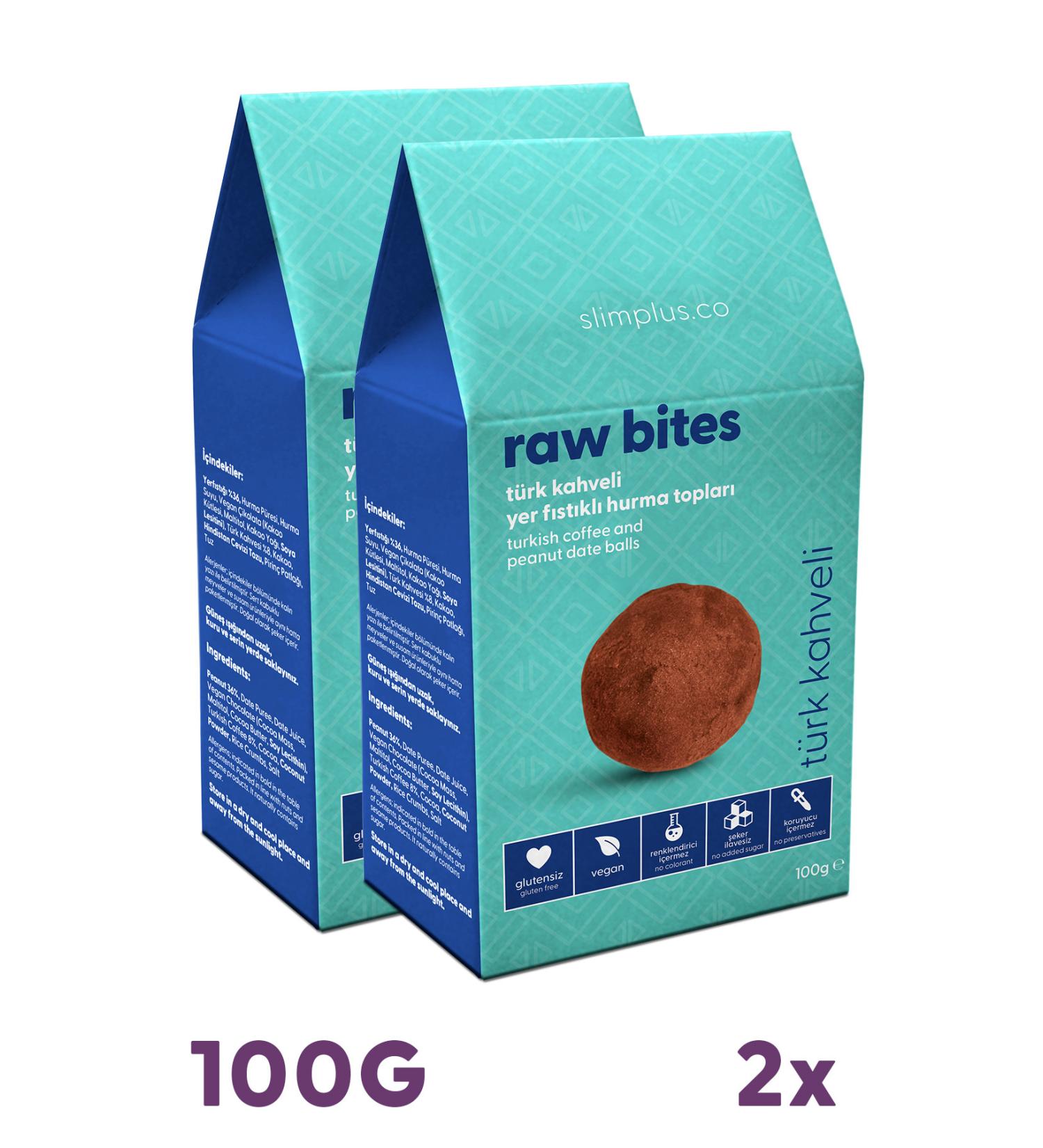 slimplus 2 Packs Gluten Free Vegan Peanut Date Balls with Turkish Coffee Raw Bites 100G - Buy Online on GoSupps.com