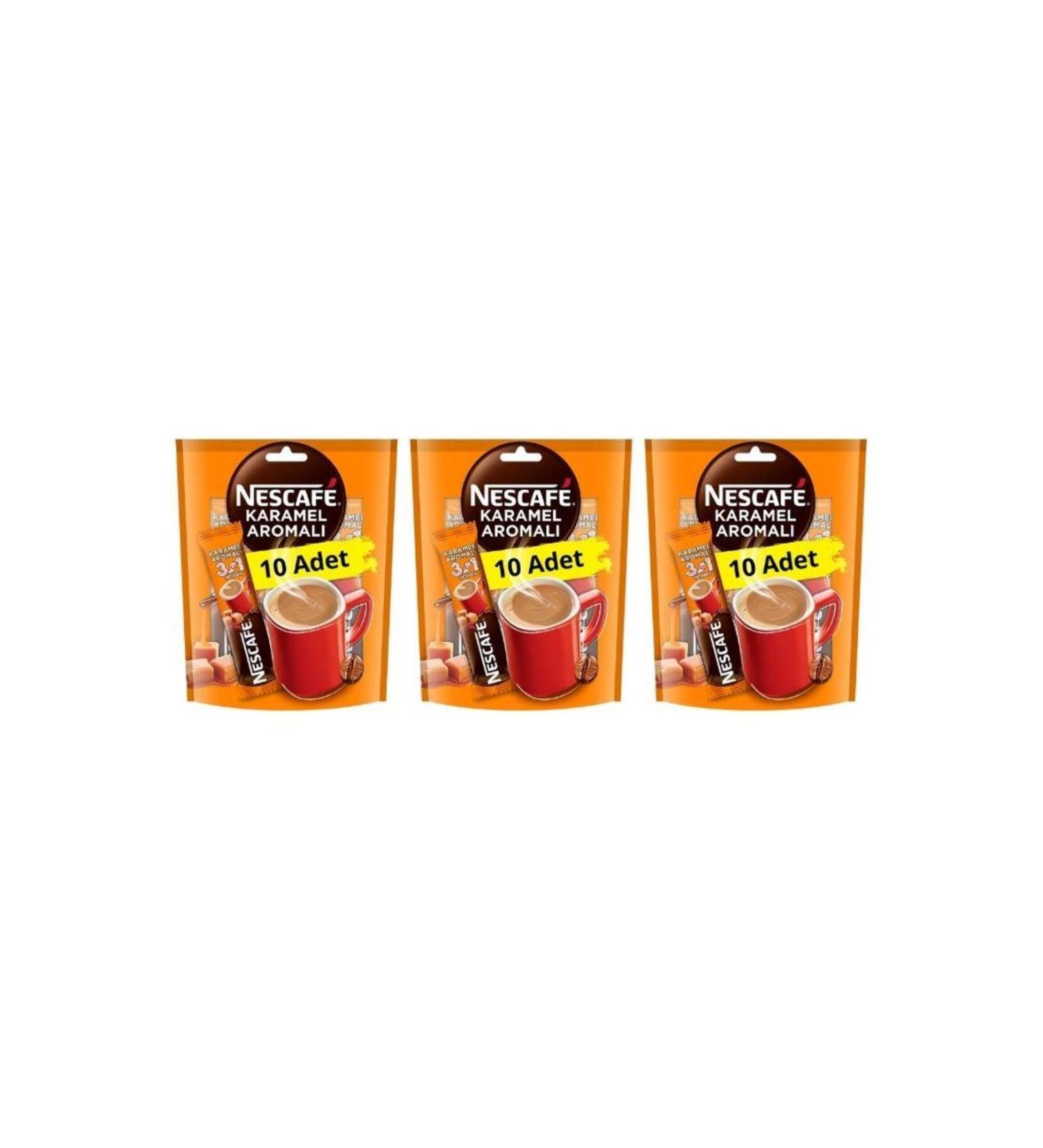 Nescafe - READY COFFEE NESCAFE 3IN1 CARAMEL FLAVOURED 177GR 10 PIECES - 3 PACKS