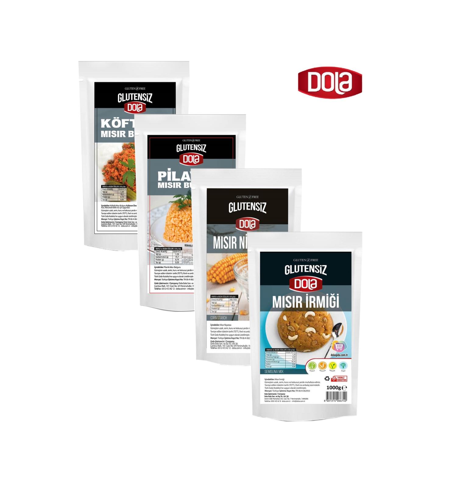 Dola 4-Piece Gluten-Free Set Meatball and Rice Bulgur Corn Starch and Corn Semolina 1 Kg 4 Pieces