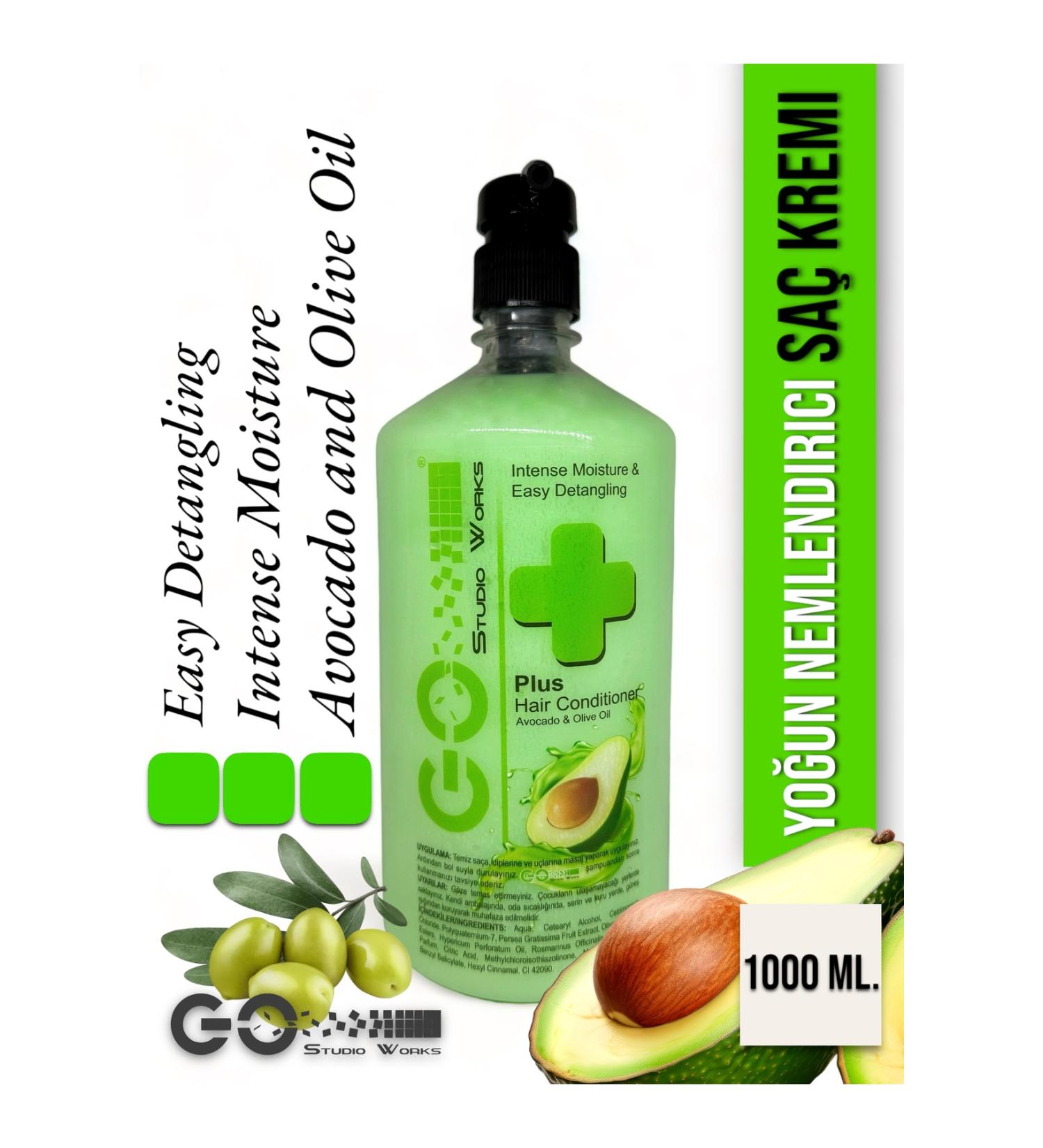 Go Studio Works Hair Conditioner Go Plus / Avocado and Olive Oil Intensive Care. Pump 1000 Ml.