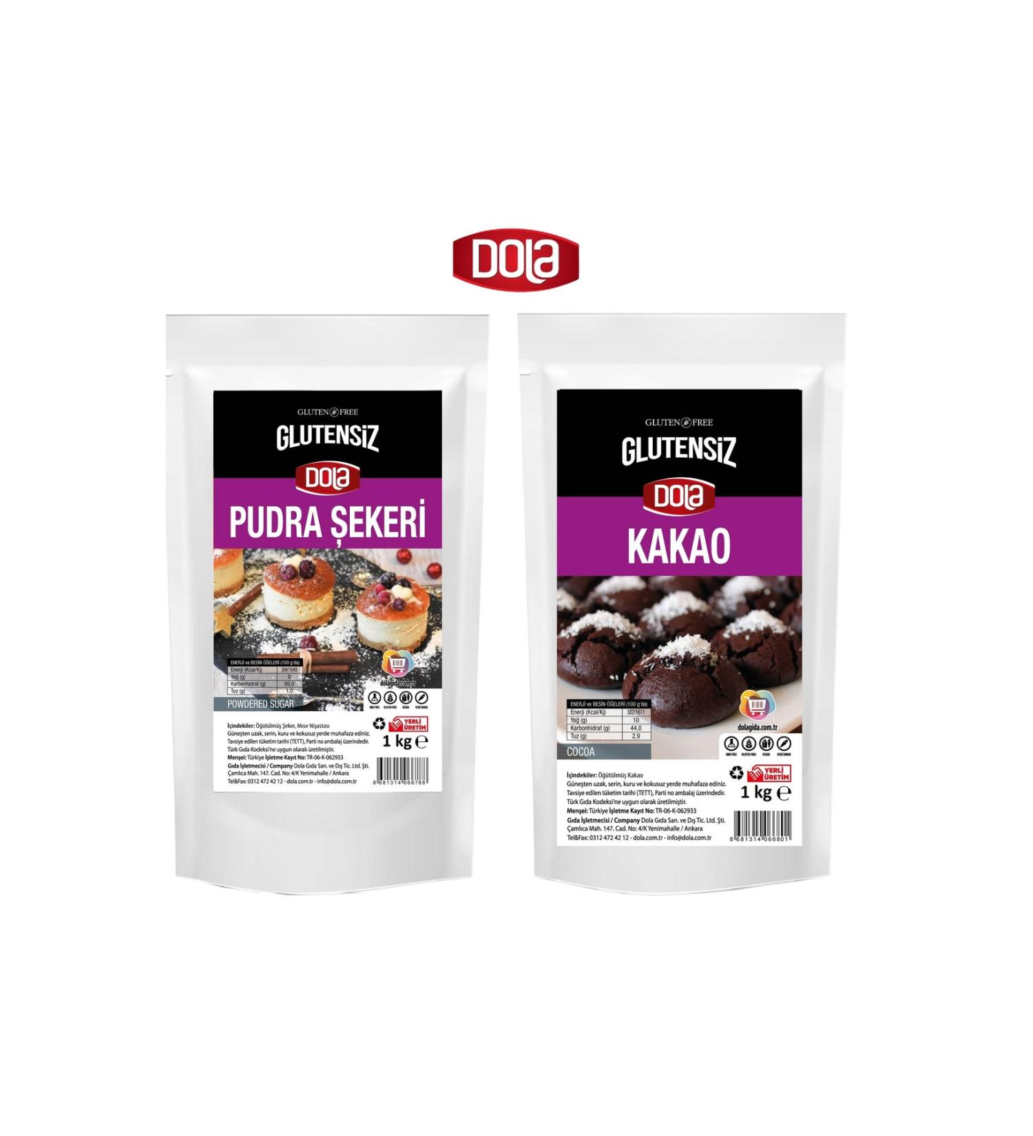 Dola 2-Piece Gluten-Free Cake Set Powdered Sugar and Cocoa 1 Kg X 2 Pieces