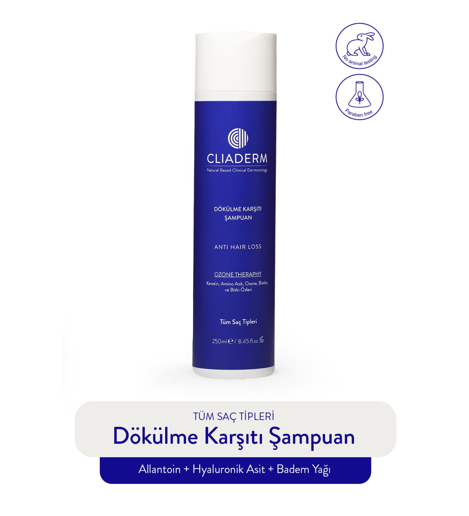 Cliaderm Natural Based Clinical Dermotology Anti-Loss Hair Shampoo 250 ml (KERATIN & OZONE & BIOTIN & AMINO ACID) - Buy Online on GoSupps.com