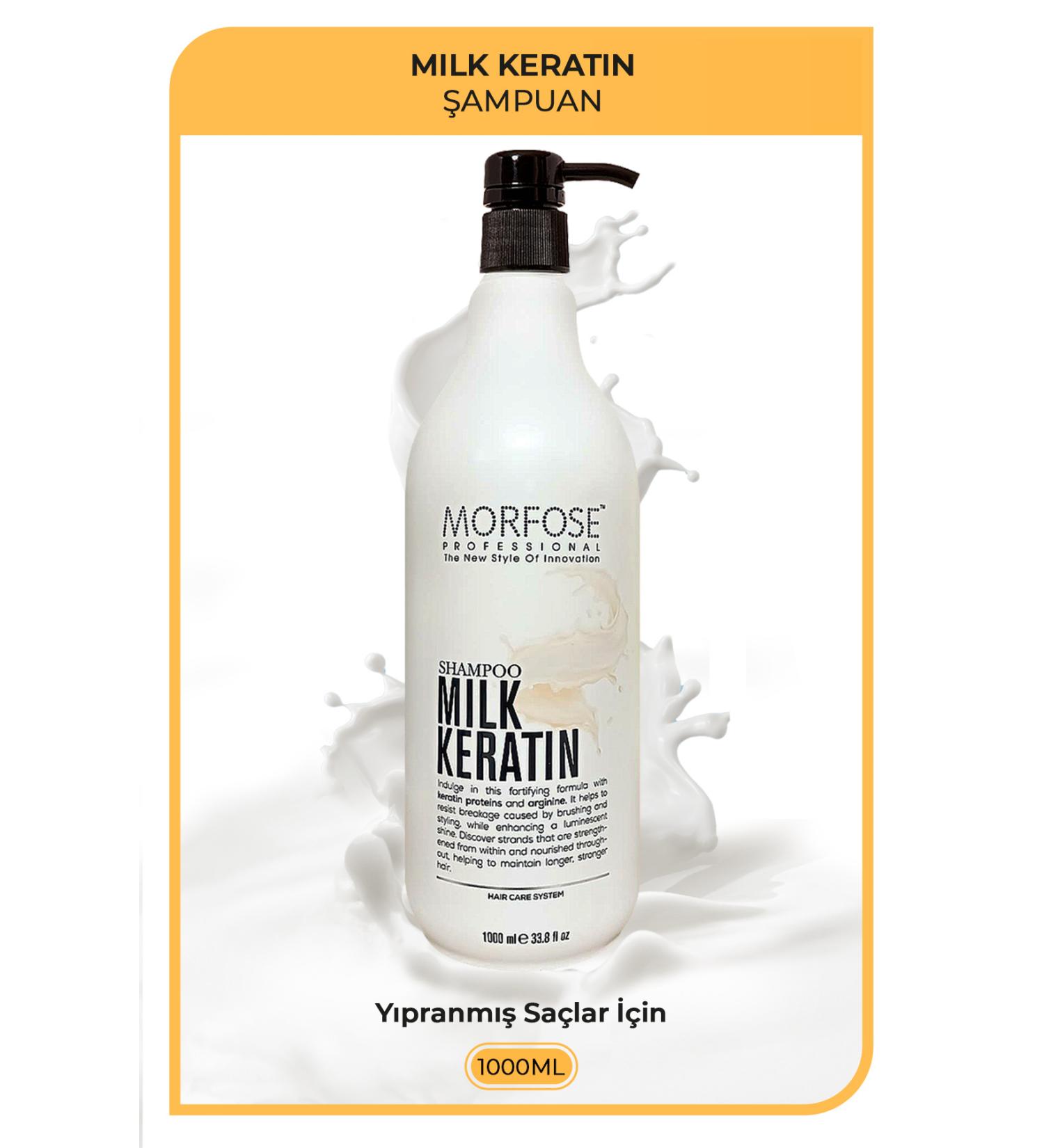 Morfose Milk Therapy Keratin Hair Care Shampoo 1000 ml - Hair Loss Prevention Nourishing Protective Effect - Buy Online on GoSupps.com