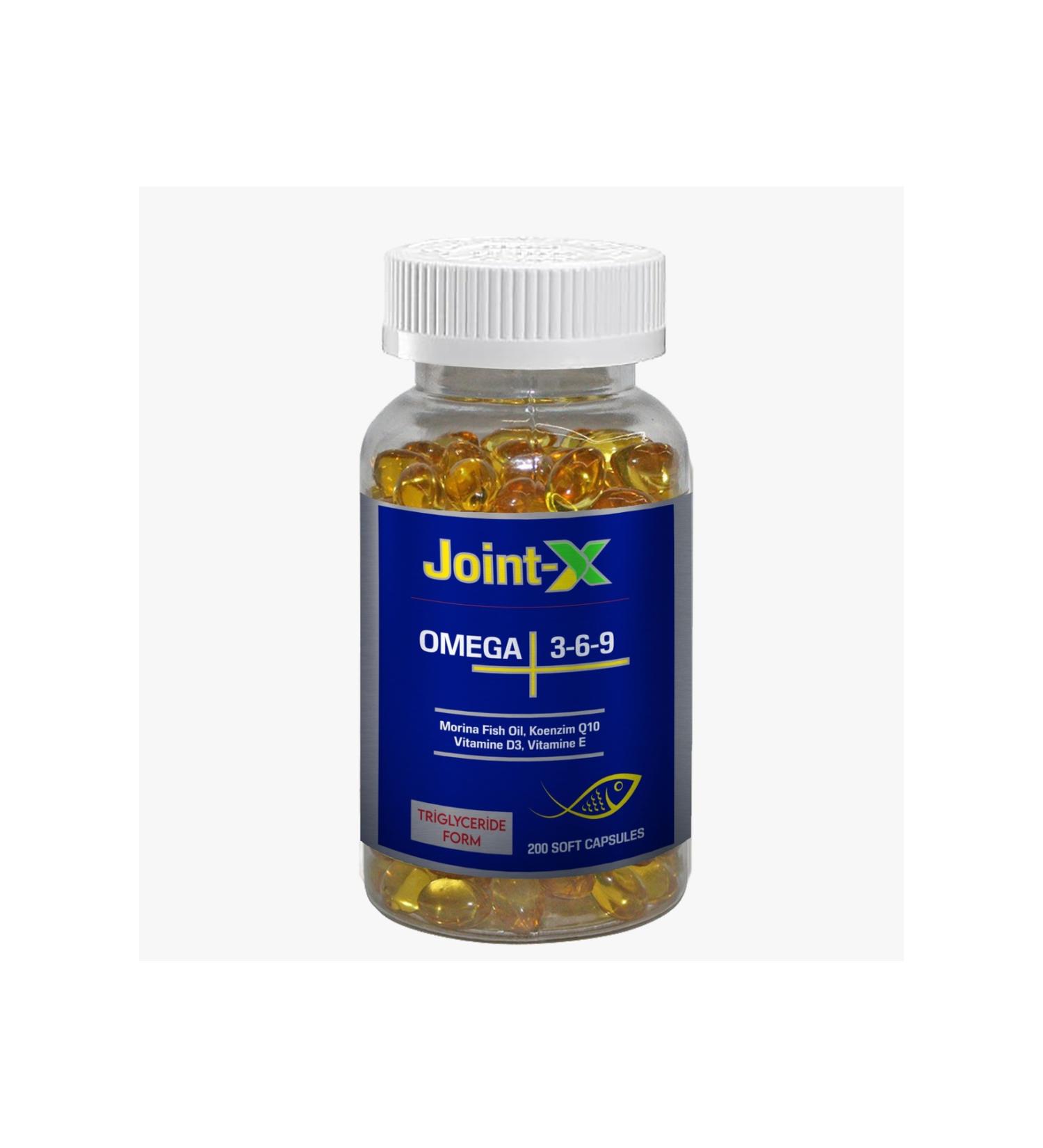Joint-X Omega 3-6-9 Vitamin D3-E Coenzyme Q10 Fish Oil 200 Softgels Tablets