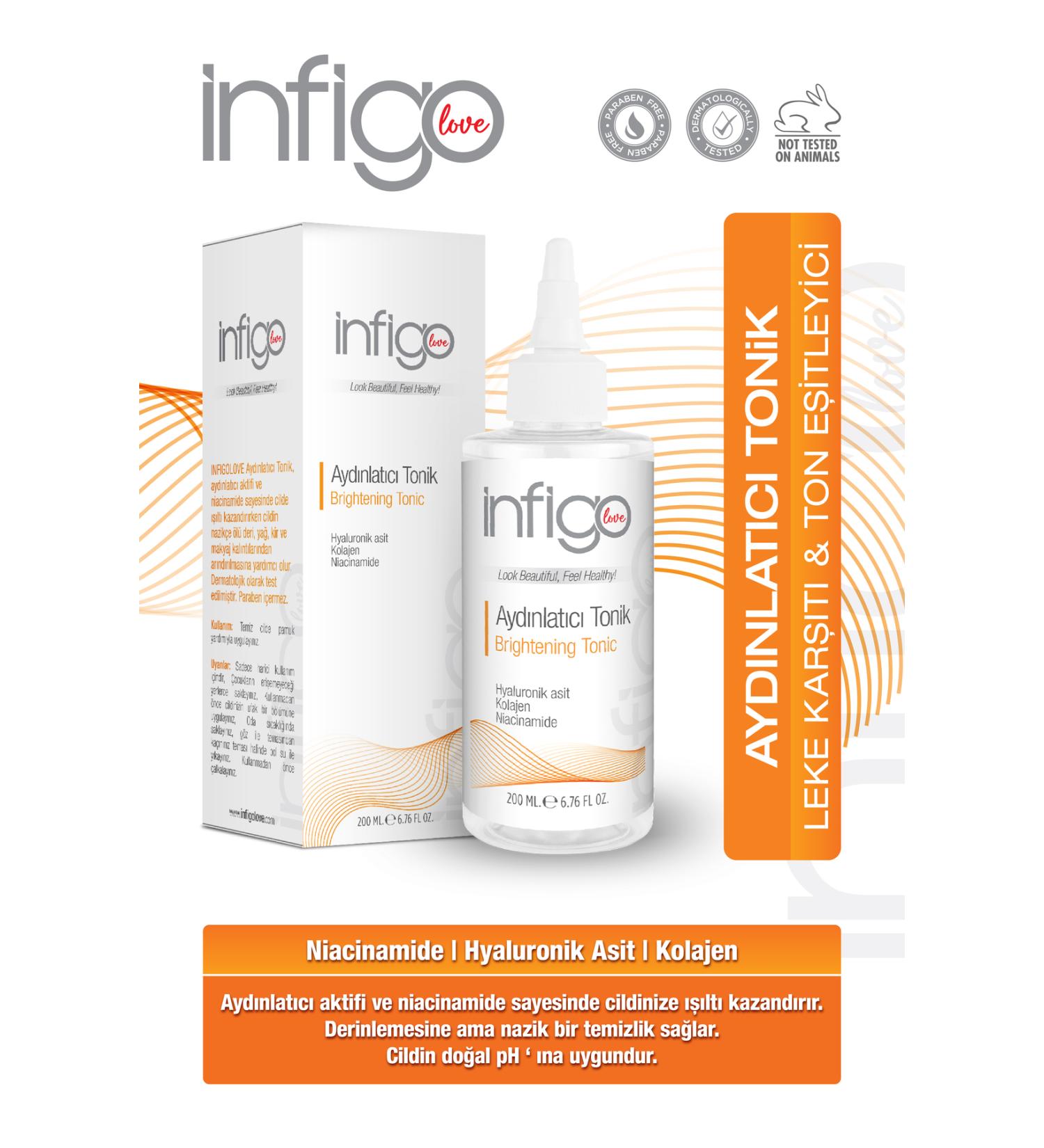 infigolove Stain and Color Inequality Skin Tone Equalizer Tonic 200 ml (NIACINAMIDE HYALURONIC ACID COLLAGEN)