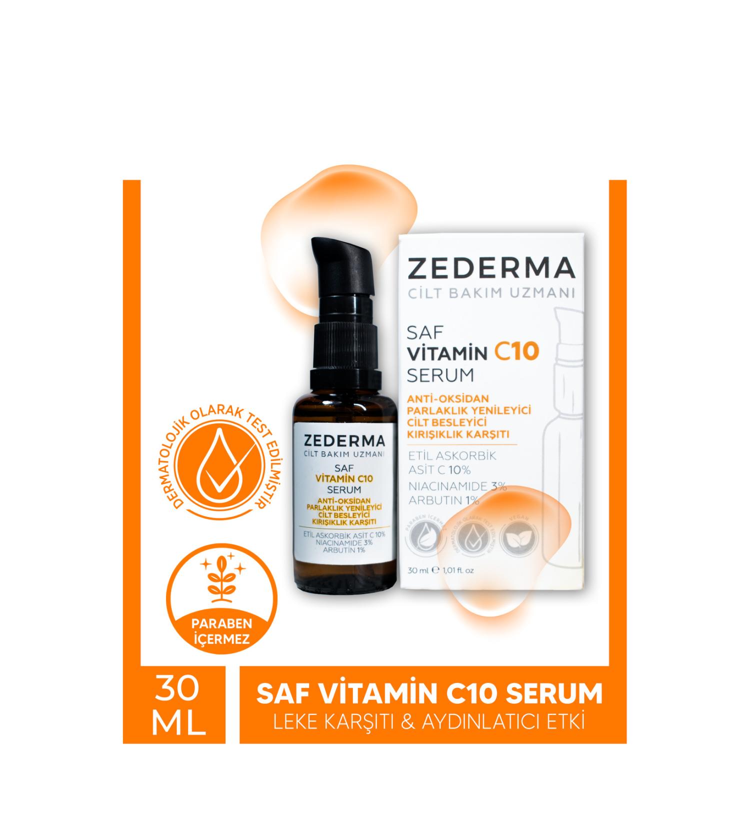 ZEDERMA Pure Vitamin C10 Serum & Brightness Renewer & Skin Nourishing & Anti-Wrinkle & Anti-Oxidant - Buy Online on GoSupps.com
