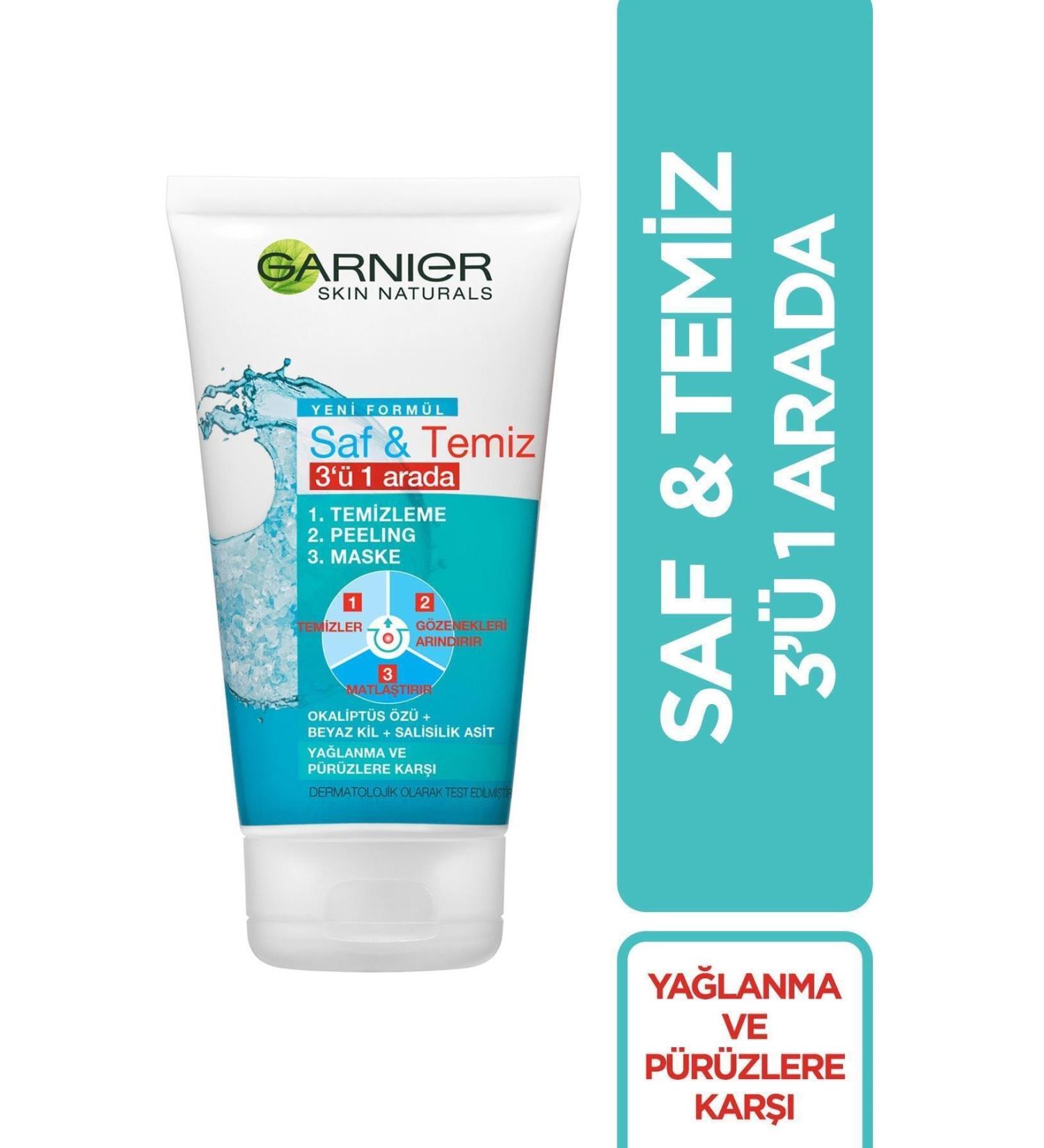 Garnier Pure & Clean 3 in 1 Anti-Oily and Anti-Imperfection Cleansing Gel 150 Ml 3600540685100