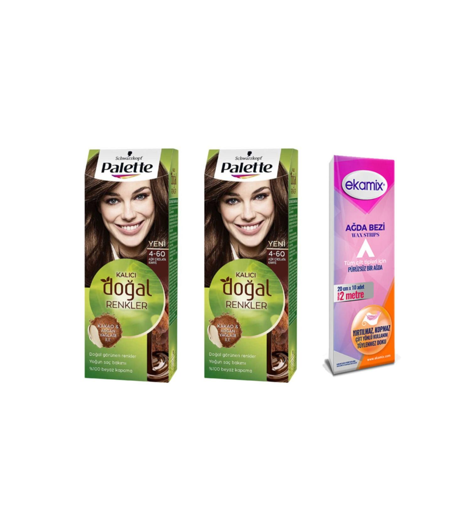 PALETTE NATURAL COLORS Hair Dye Natural Color 4.60 Light Chocolate Brown 2 Pieces