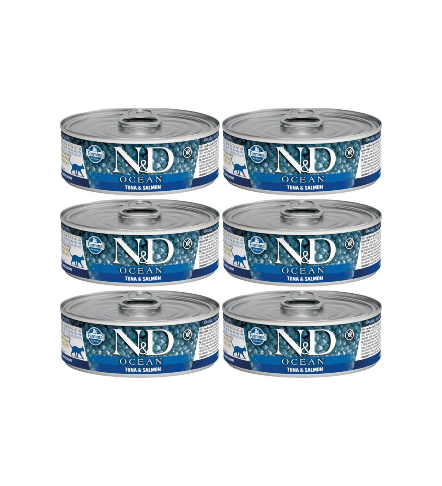 N & D Tuna Salmon Grain Free Adult Cat Canned Food 70gr - 6 Pieces