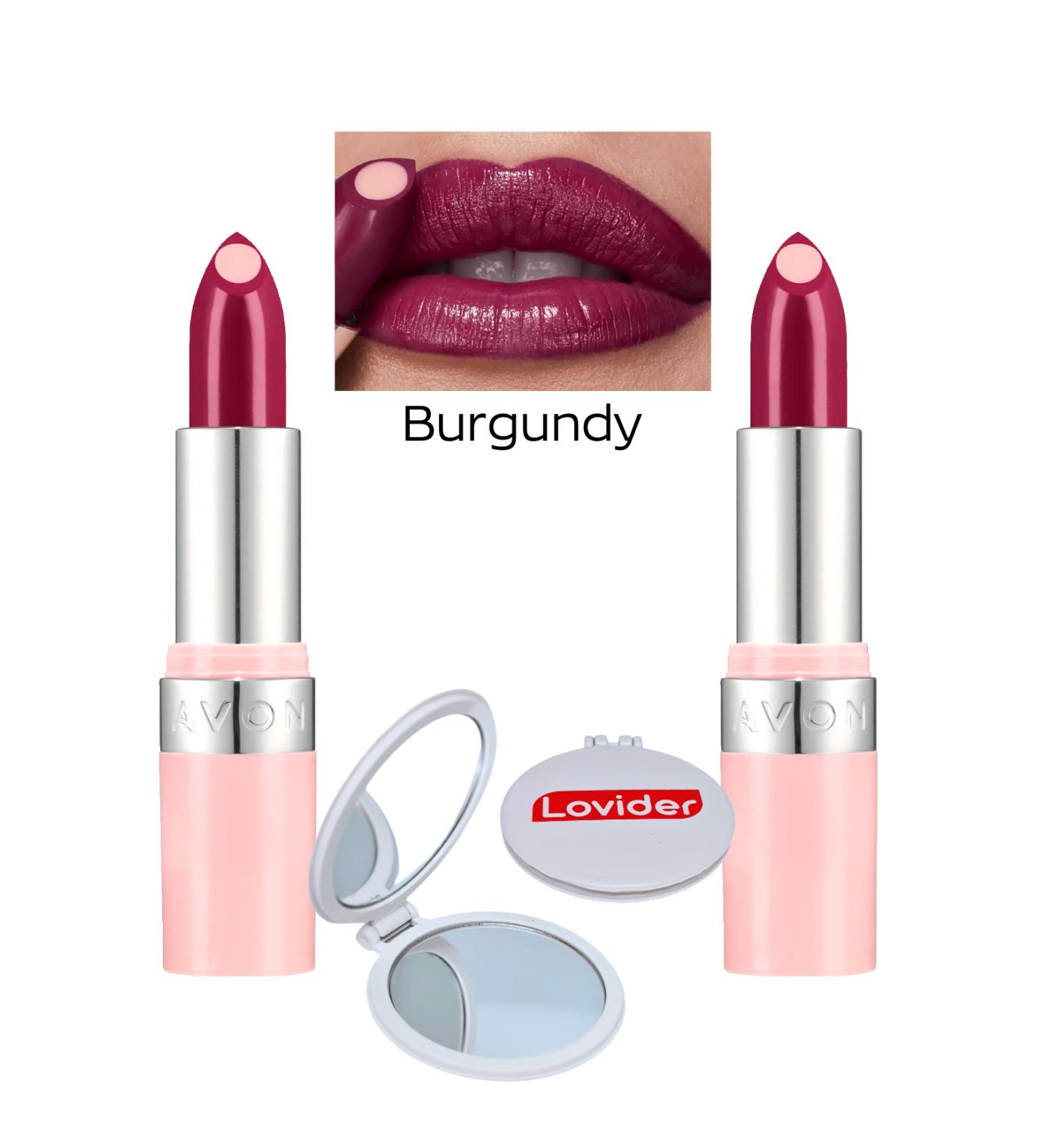 Avon Hydramatic Shimmer Lipstick - Burgundy 2-Pack + Lovider Pocket Mirror - Buy Online on GoSupps.com