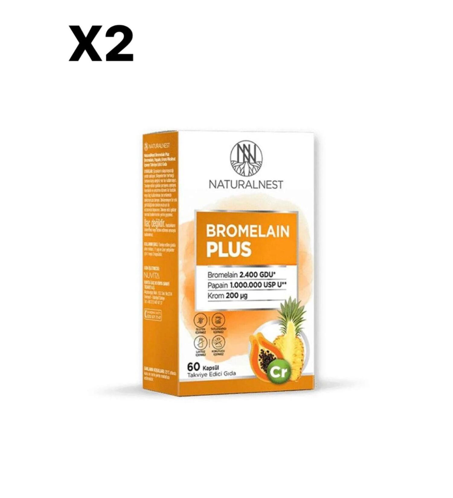 Natural Nest Natural NestNatural NestBromelain Plus 500 mg 60 capsules SET OF 2