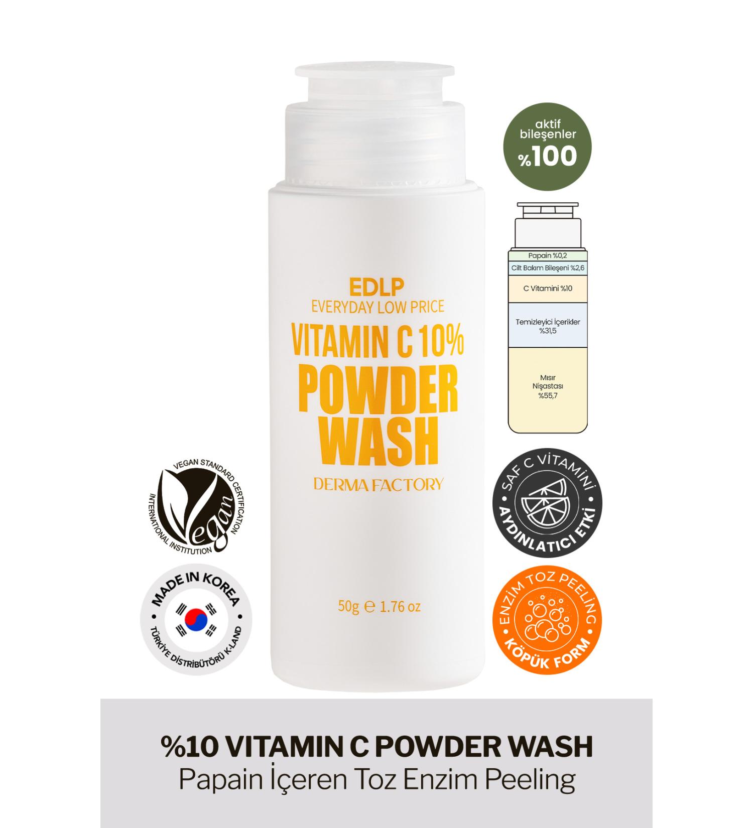 DERMA FACTORY Vitamin C Powder Enzyme Peeling Derma Factory Vitamin C Powder Wash Face Peeling 50gr - Buy Online on GoSupps.com