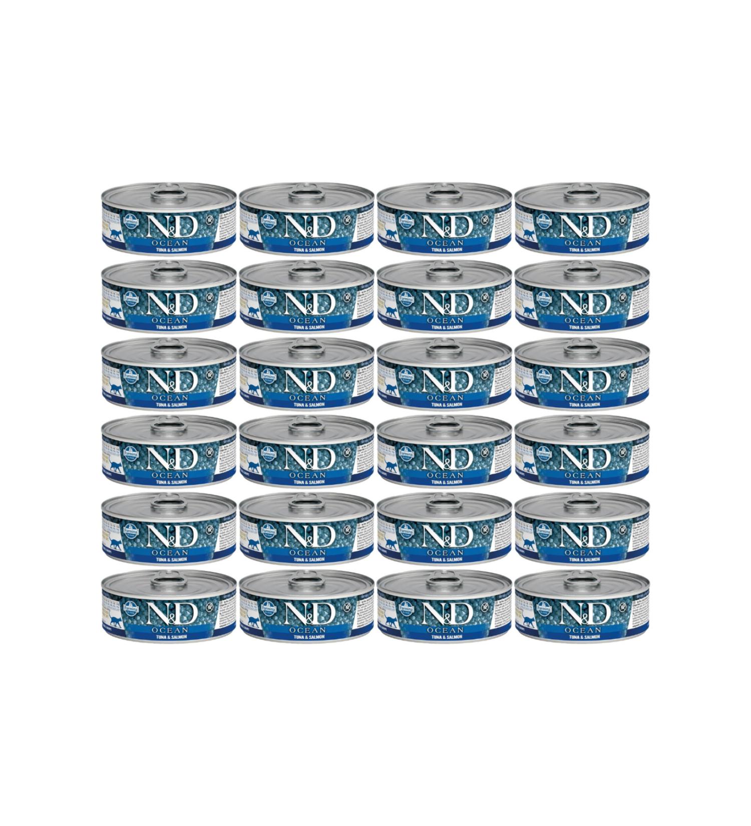 N & D Ocean Tuna Salmon Grain Free Adult Cat Canned Food 70gr - 24 Pieces