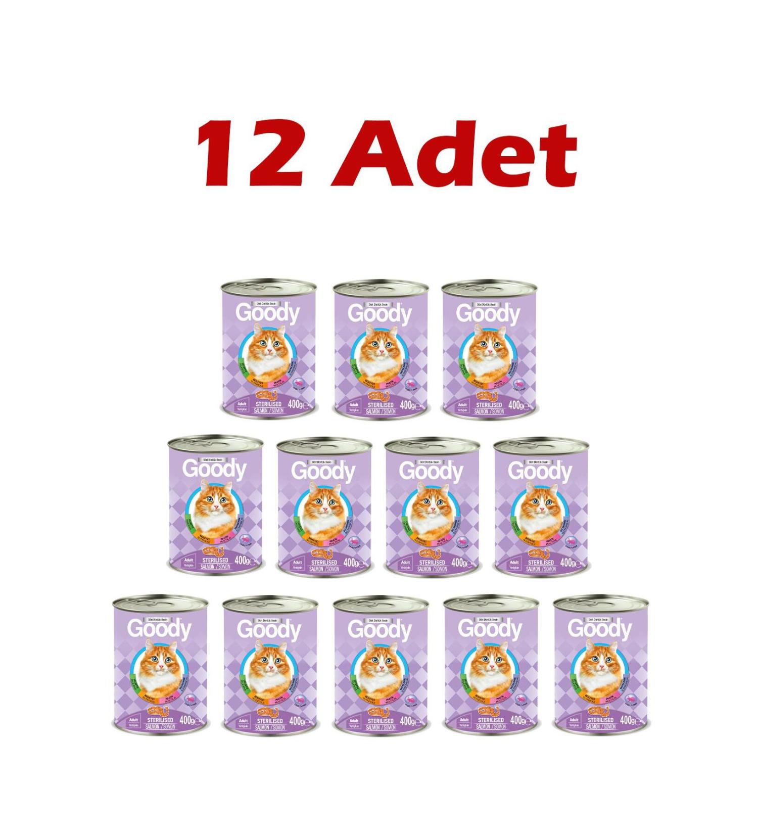 Goody Sterilized Adult Cat Canned Food with Salmon 400 Gr 12 Pieces