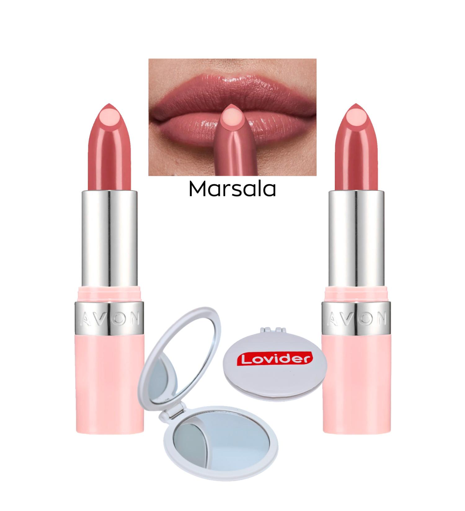 Avon Hydramatic Shimmer Lipstick - Marsala 2 Pack + Lovider Pocket Mirror - Buy Online on GoSupps.com