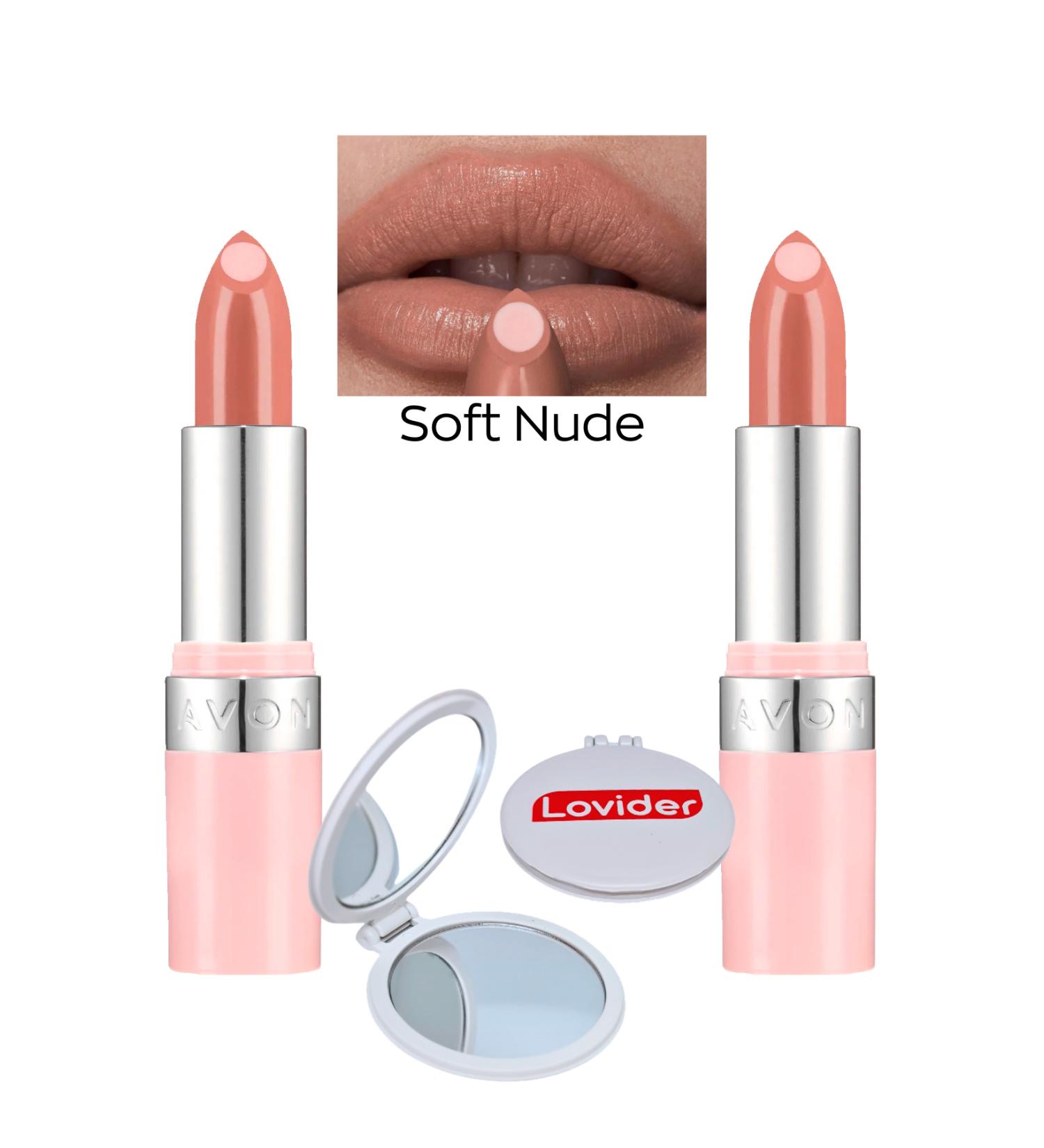 Avon Hydramatic Shimmer Lipstick - Soft Nude 2 Pack + Lovider Pocket Mirror - Buy Online on GoSupps.com