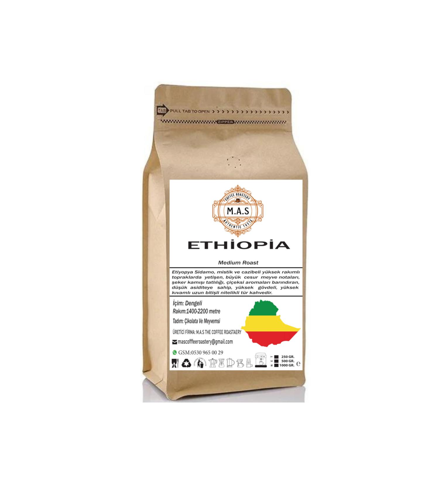 MAS THE COFFEE ROASTERY Ethiopia Sidamo Local (GROUND OR BEANS) Filter Coffee 1 Kg.