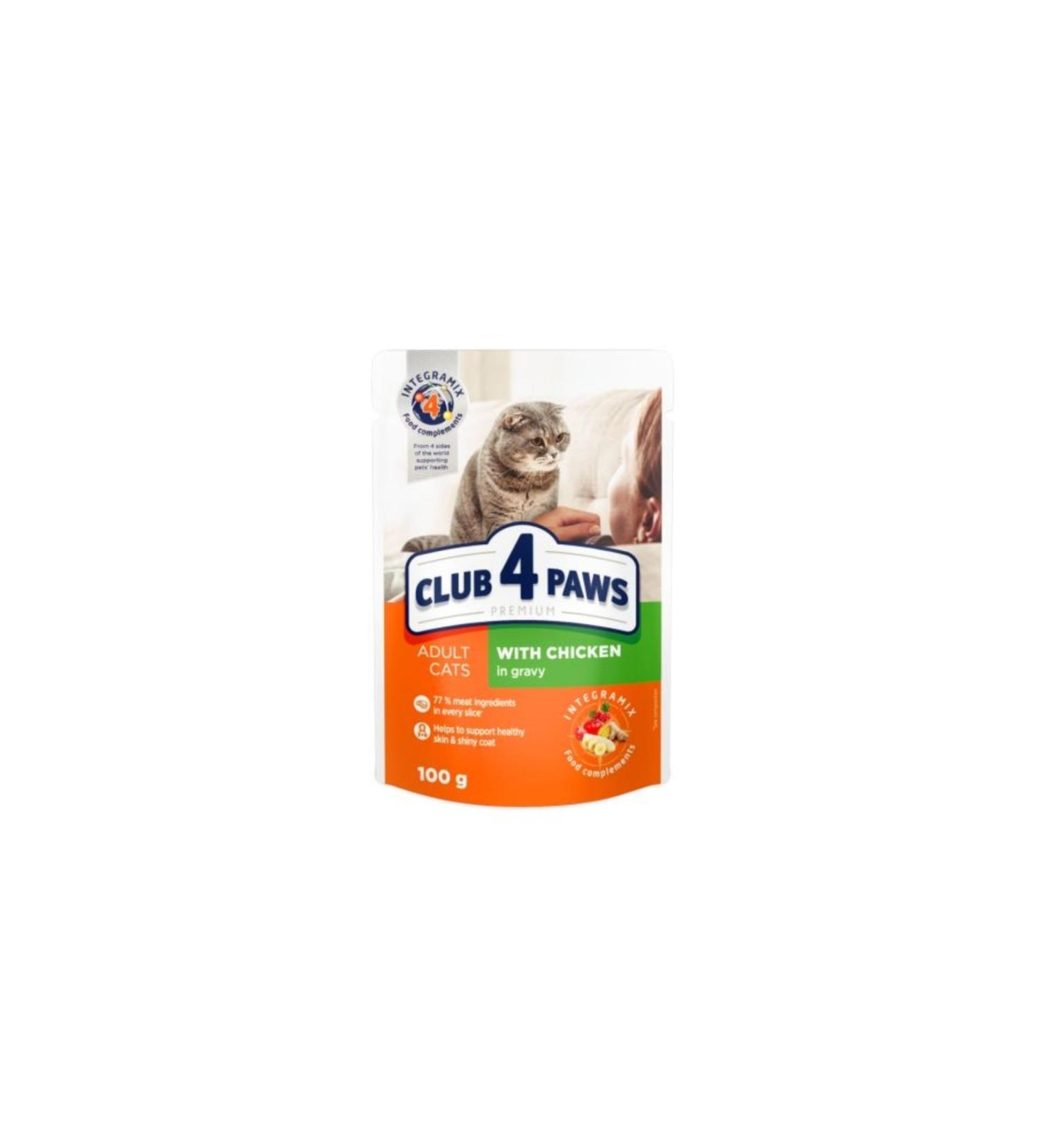 Club4Paws C0879-Club4Paws Chicken Premium Pouch Cat Food 100 Gr