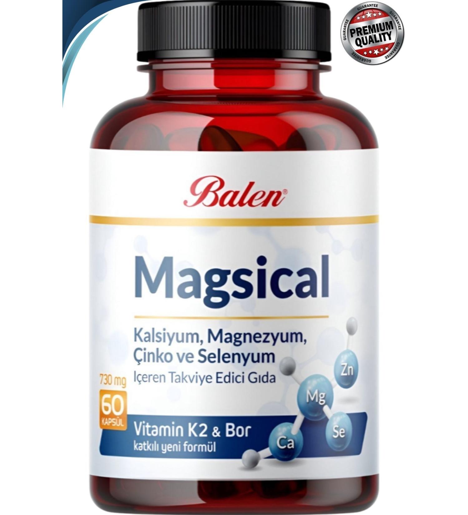 Balen Magsical Magnesium Selenium Calcium Zinc 730 mg 60 Capsules Complete Supplement