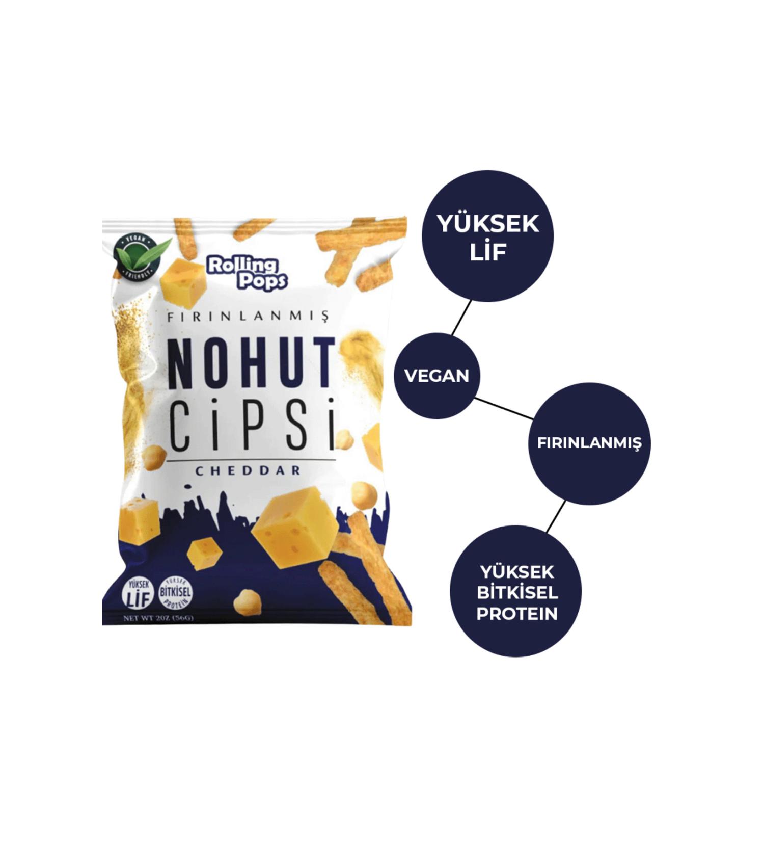 Rolling Pops Rolling Pops56g Vegan Cheddar Flavored Chickpea and Lentil Chips Set of 6 - Buy Online on GoSupps.com