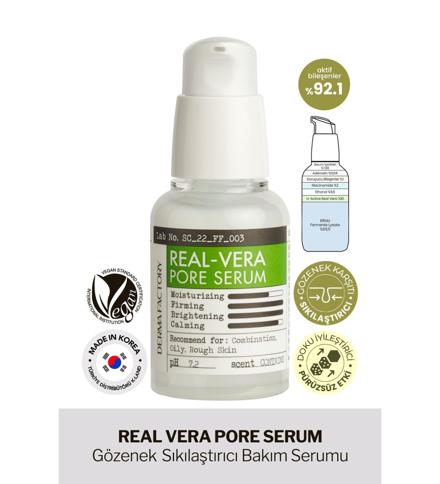 DERMA FACTORY Pore Tightening Care Serum Derma Factory Real Vera Pore Serum 30ml - Buy Online on GoSupps.com