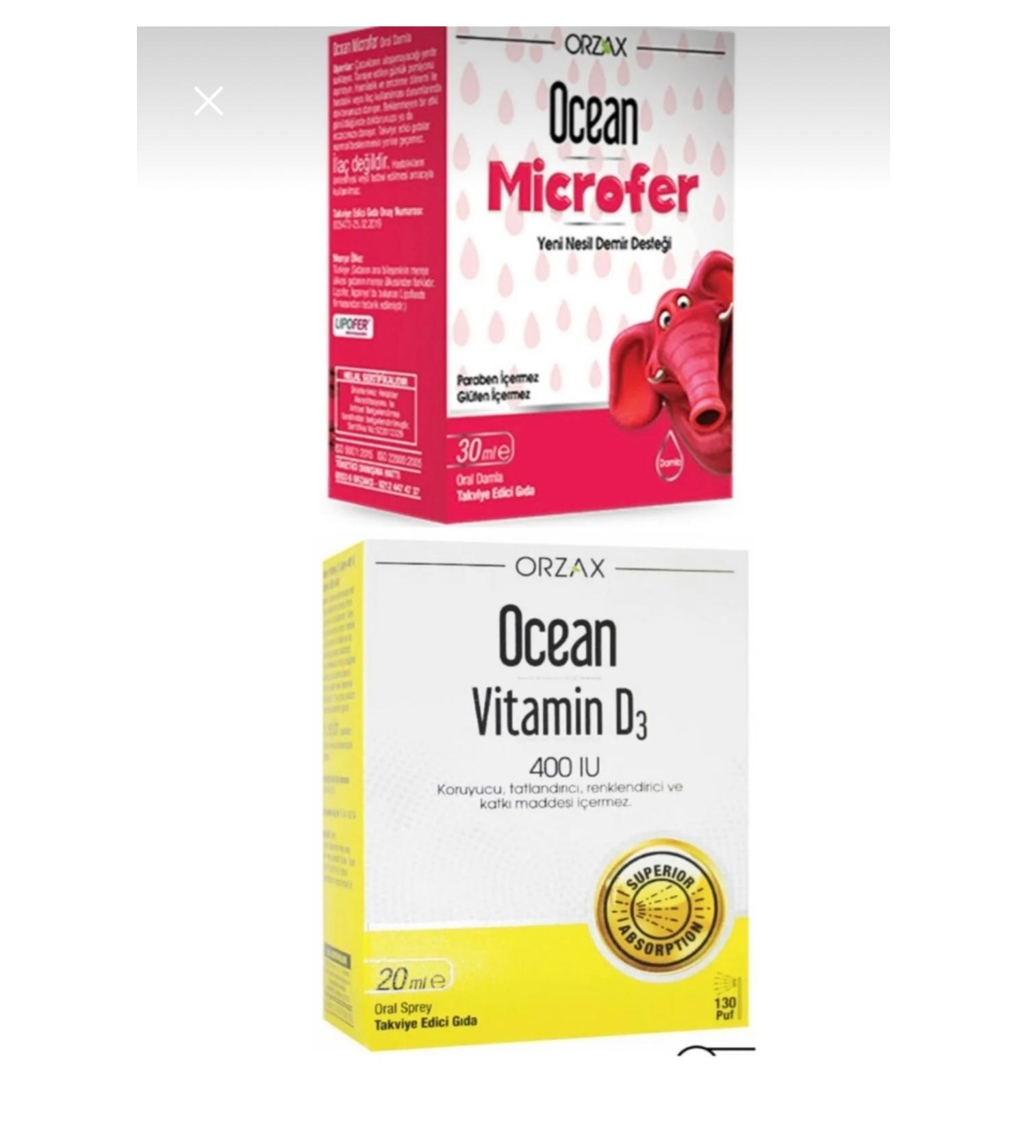 Ocean microfer drops + ocean vitamin d3 400 ui spray