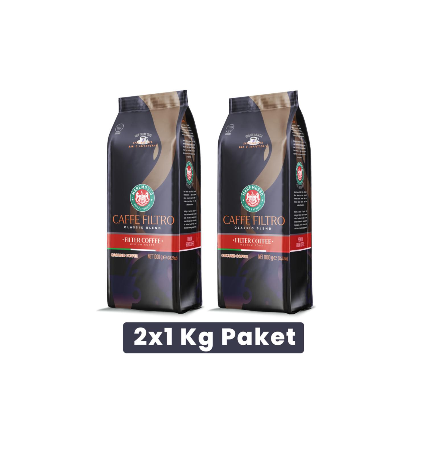 Mare Mosso Caffe Vendite Caffe Filtro Clasico Classic Filter Coffee (BEANS OR GROUND) 2x1 Kg Package