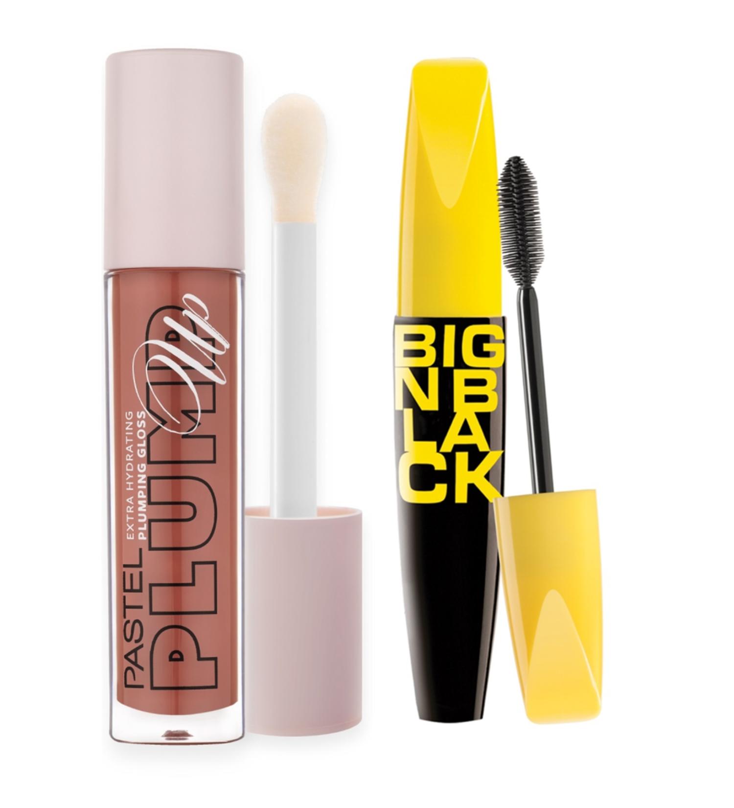 Pastel Plumping Lip Gloss 205 Just Natural + Big N Black Mascara - Mascara