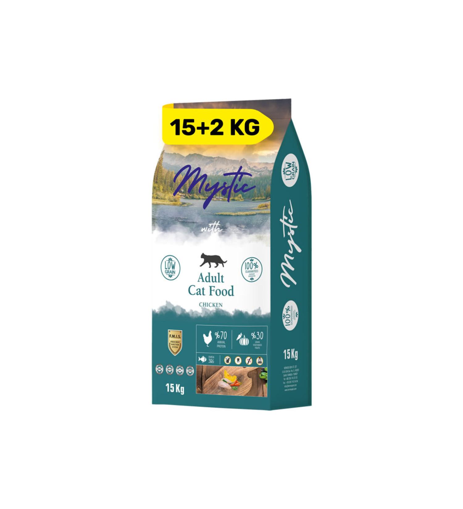 mystick Mystic Adult Cat Food Chicken 15+2kg Bonus