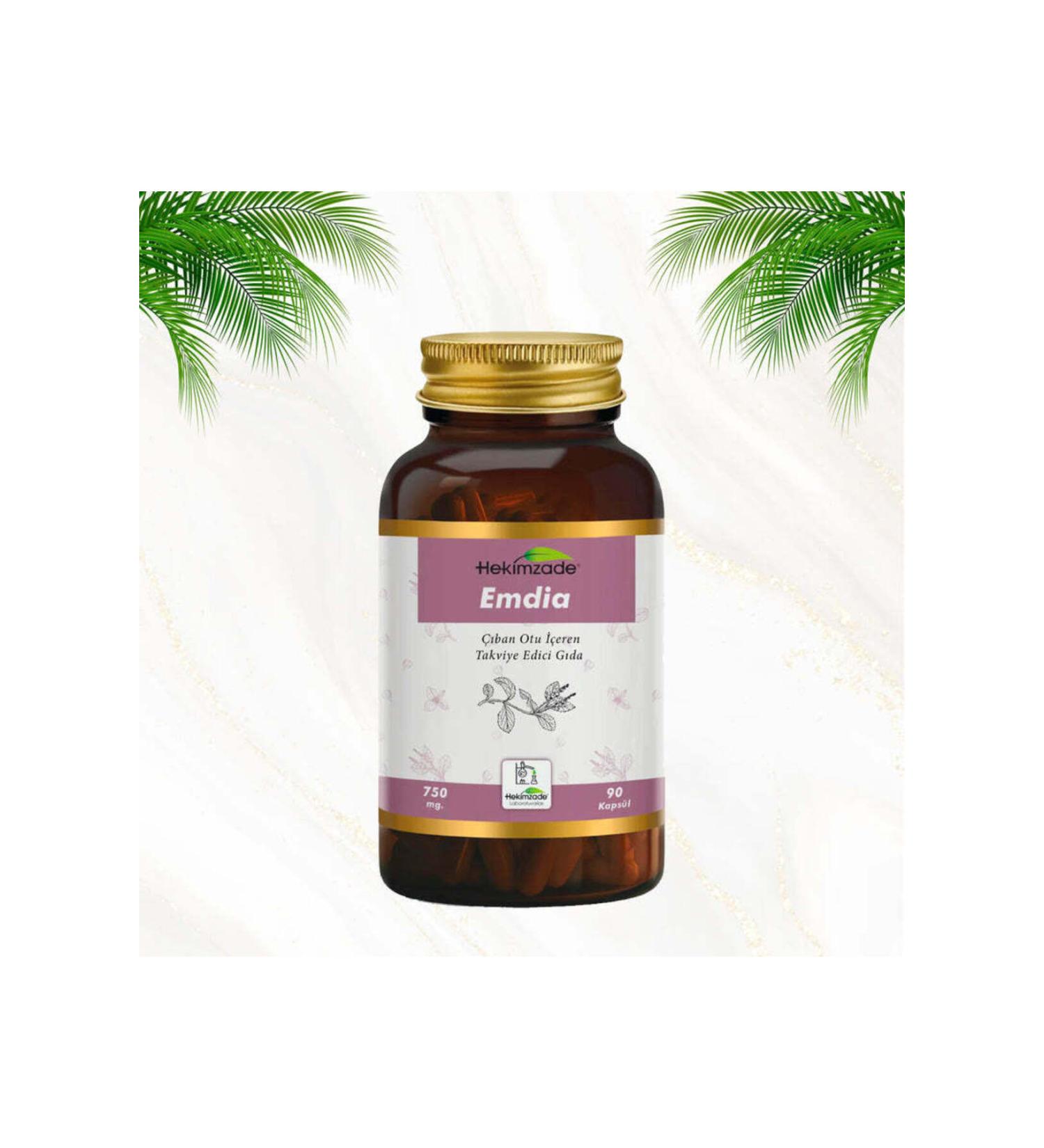 Hekimzade Emdia 90 Capsules 750mg - Food Supplement Containing Boil Herb