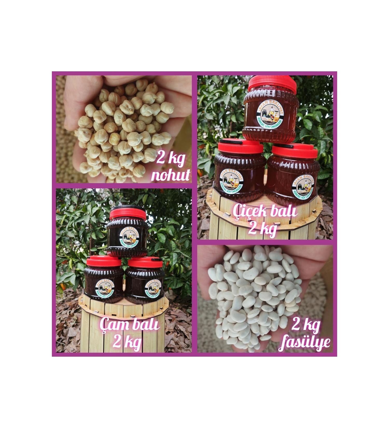irfan bakliyat Honey and Pulses package 1 (net 8 kg) (pine flower honey dry beans and chickpeas)