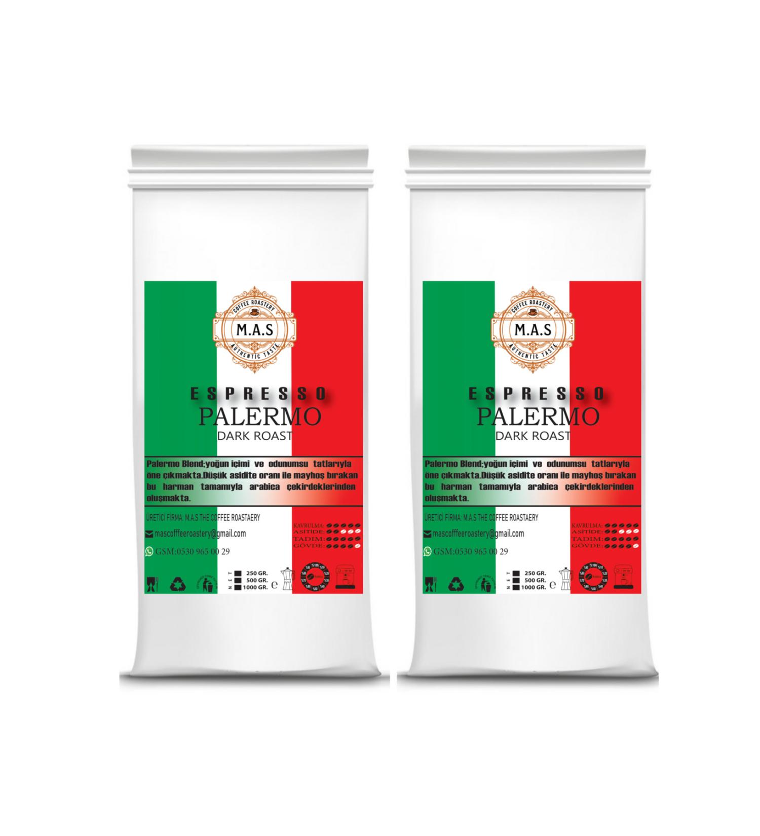 MAS THE COFFEE ROASTERY ESPRESSO PALERMO BLEND (BEANS OR GROUND) Coffee 2x1 Kg Package