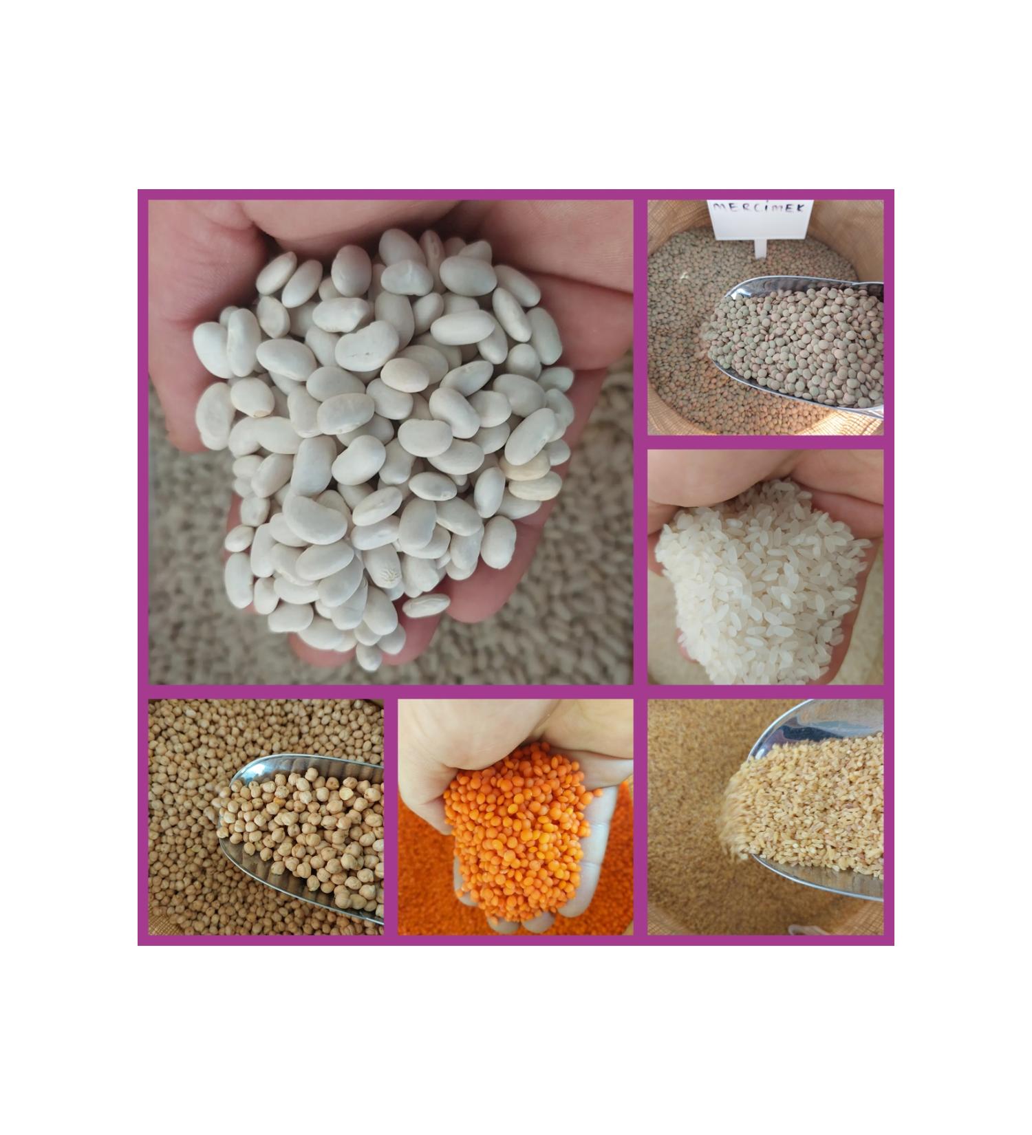 irfan bakliyat Pulses package (beans chickpeas rice bulgur red and green lentils) net 6 kg (1 kg each)