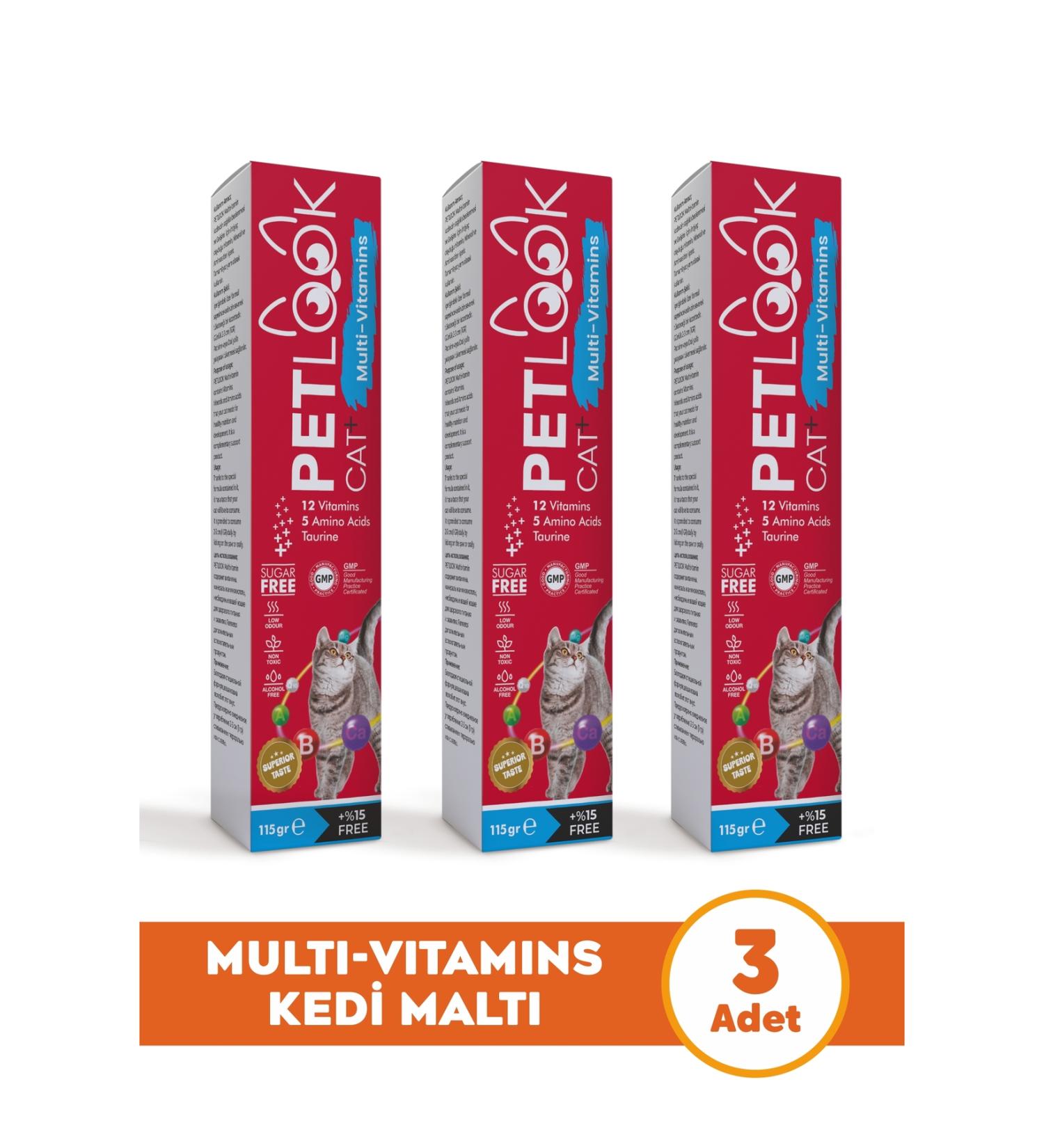 PetLook Multivitamin Cat Malt 115 GR Cat Malt Cat Reward and Cat Vitamin 3-Piece Economic Set