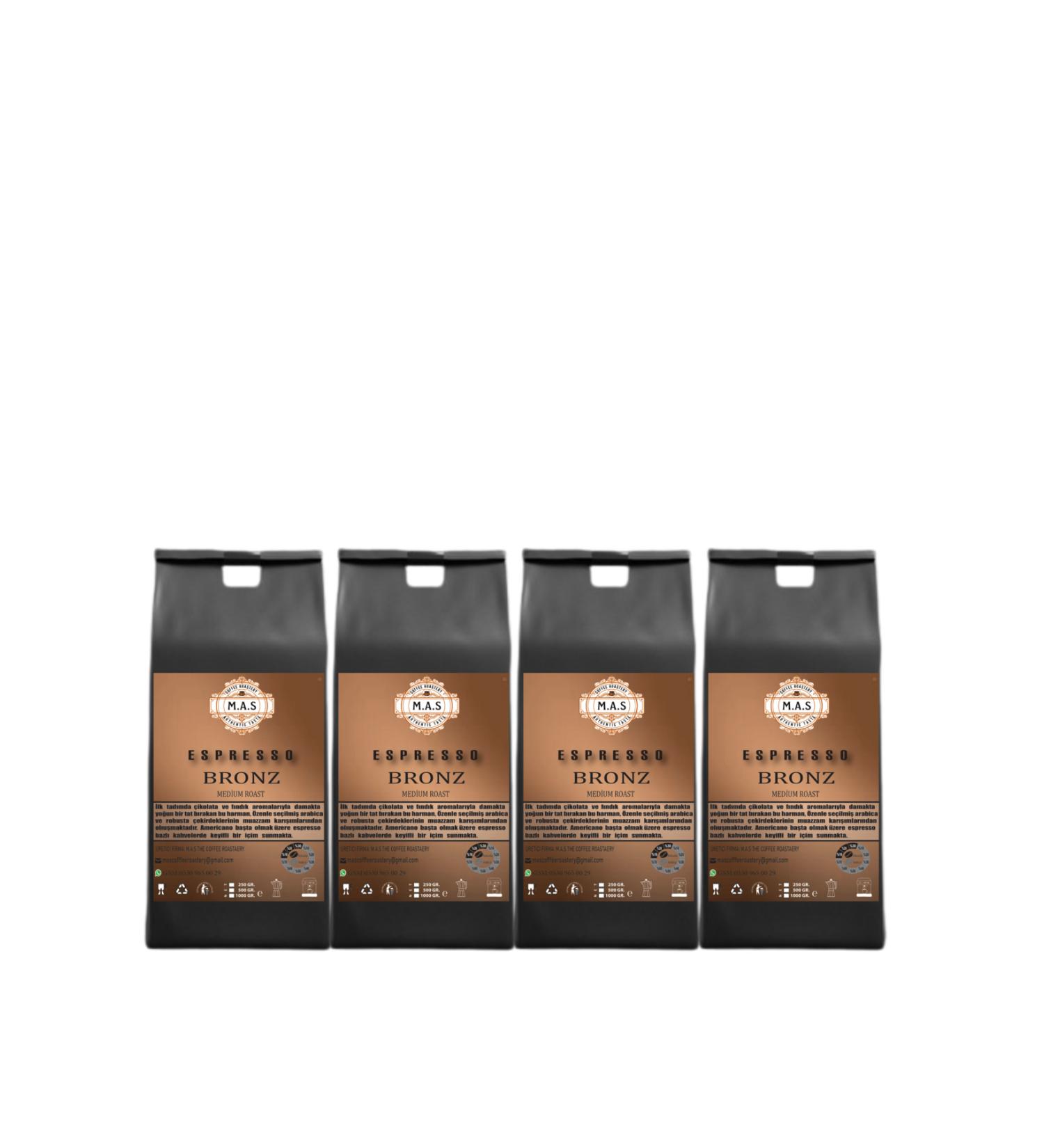 MAS THE COFFEE ROASTERY ESPRESSO BRONZE BLEND (BEANS OR GROUND) Coffee 4X1 Kg.