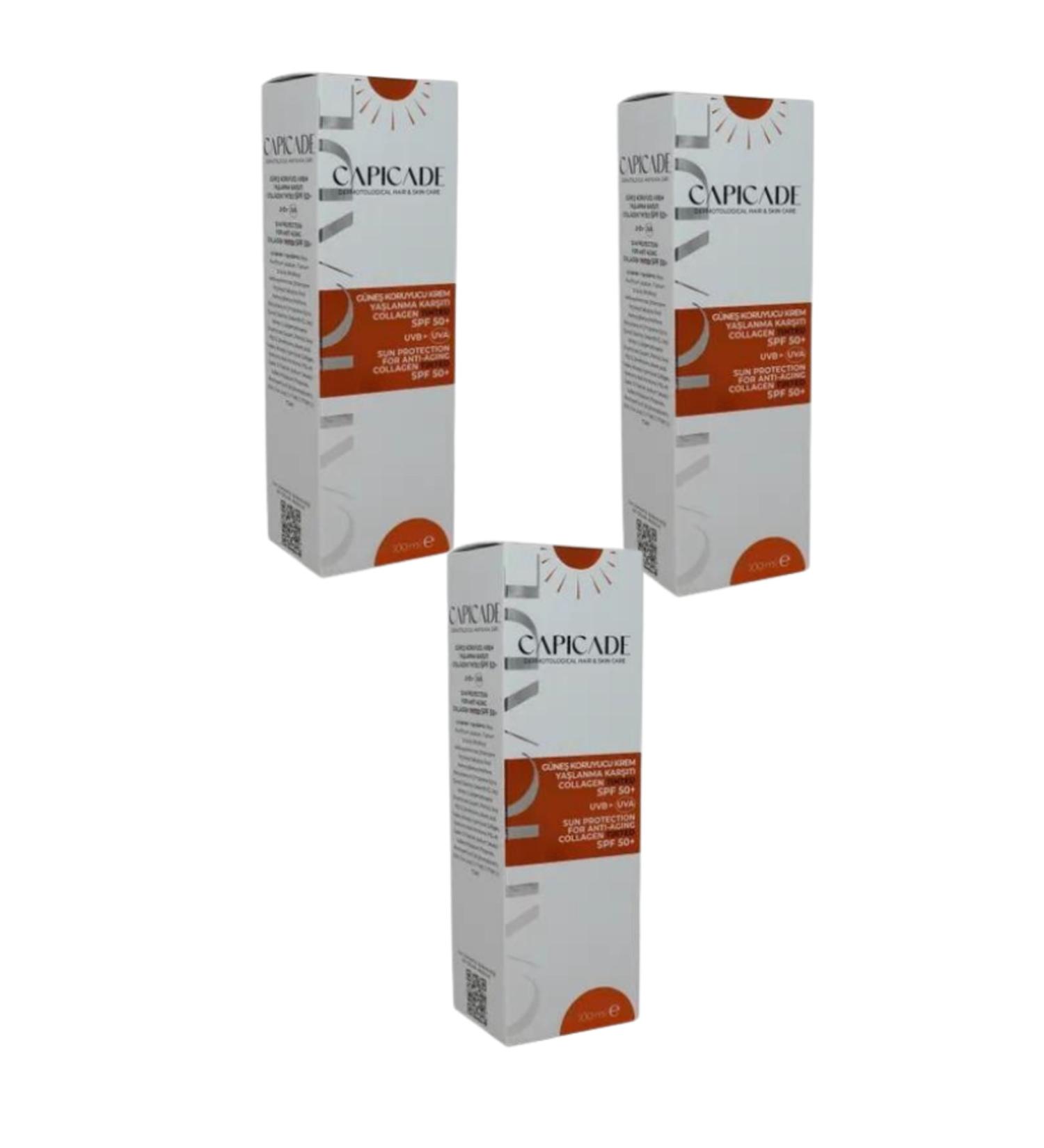 Capicade Spf 50 Collagen Tinted Sunscreen Cream 100 Ml Pack of 3