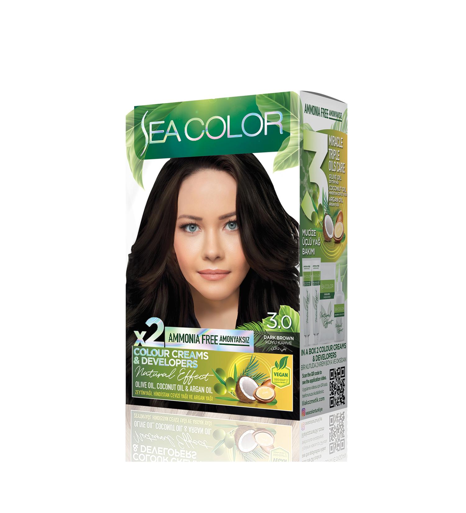 Sea Color Ammonia-Free Vegan Natural Nourishing Permanent Hair Dye0 White Cover (1 PACK 2 x 50 ML) - Buy Online on GoSupps.com