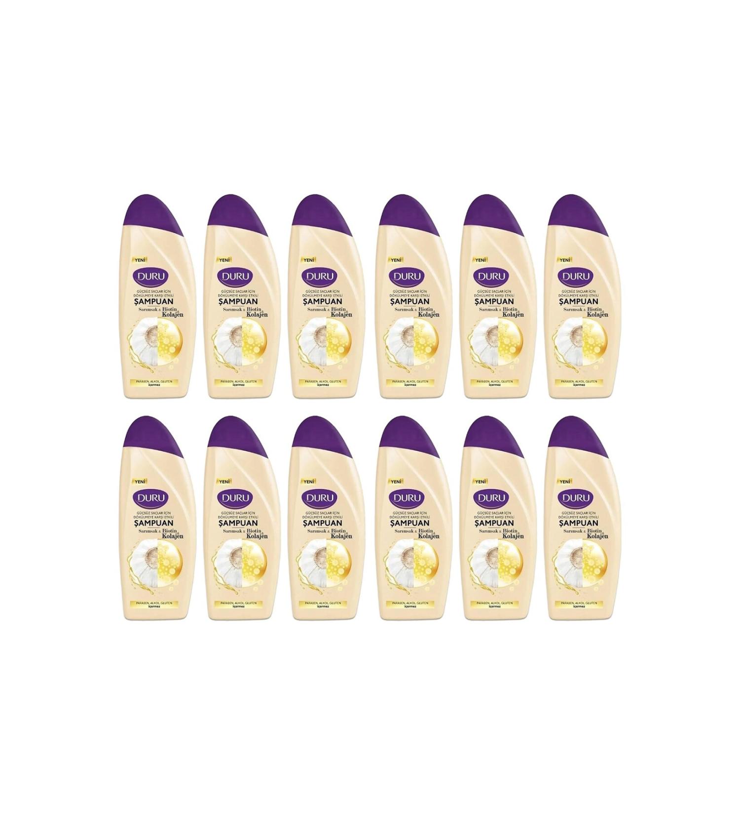 Duru Garlic&Biotin&Collagen Anti-Hair Loss Shampoo 12x500 ml - Buy Online on GoSupps.com