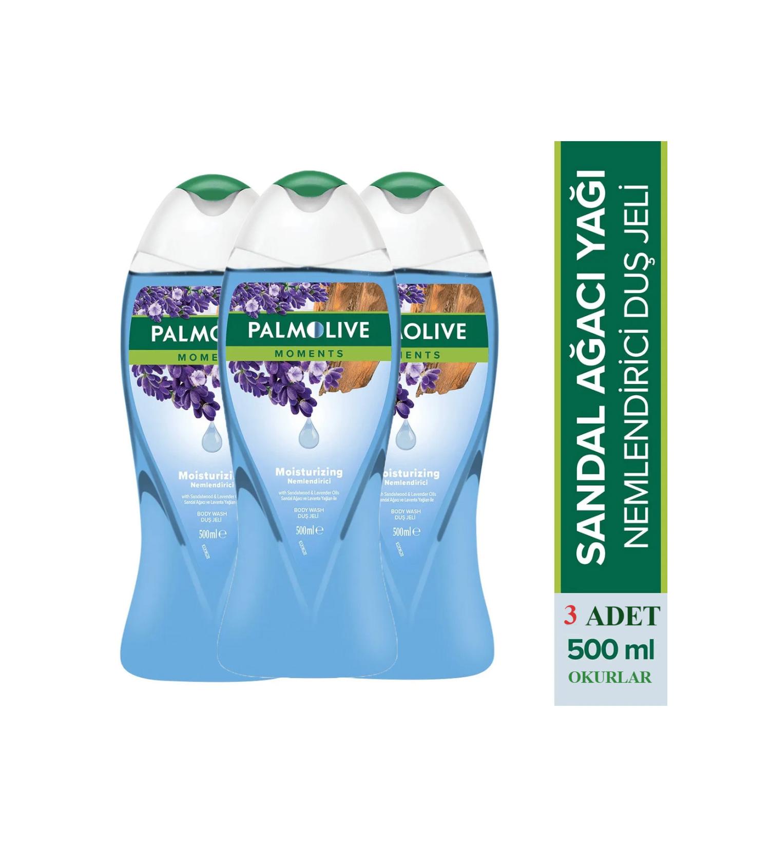 Palmolive Moments Moisturizing Bath and Shower Gel with Sandalwood and Lavender Oils 500 ml 3 PCS