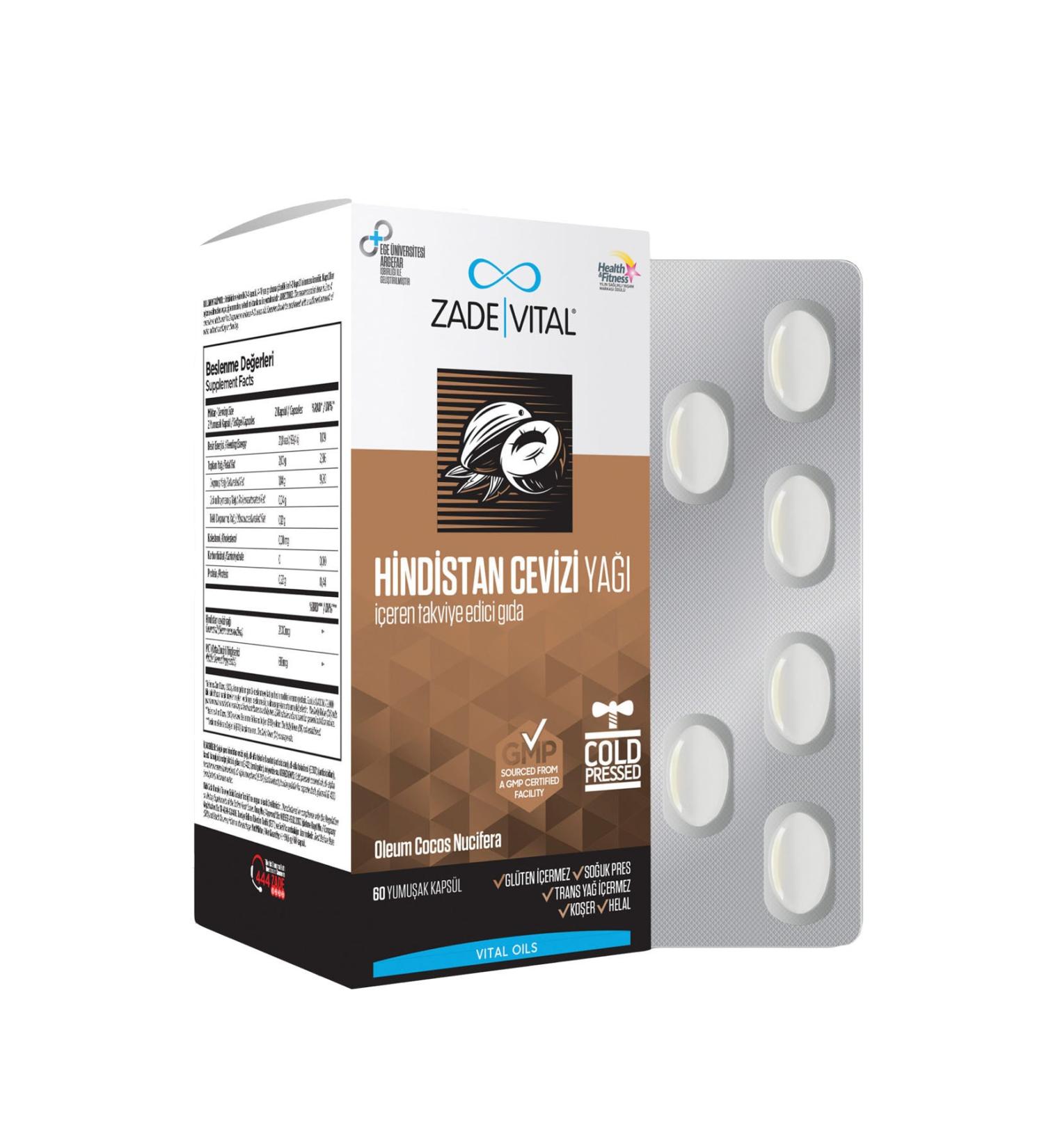 Zade Vital Coconut Oil 60 Softgels