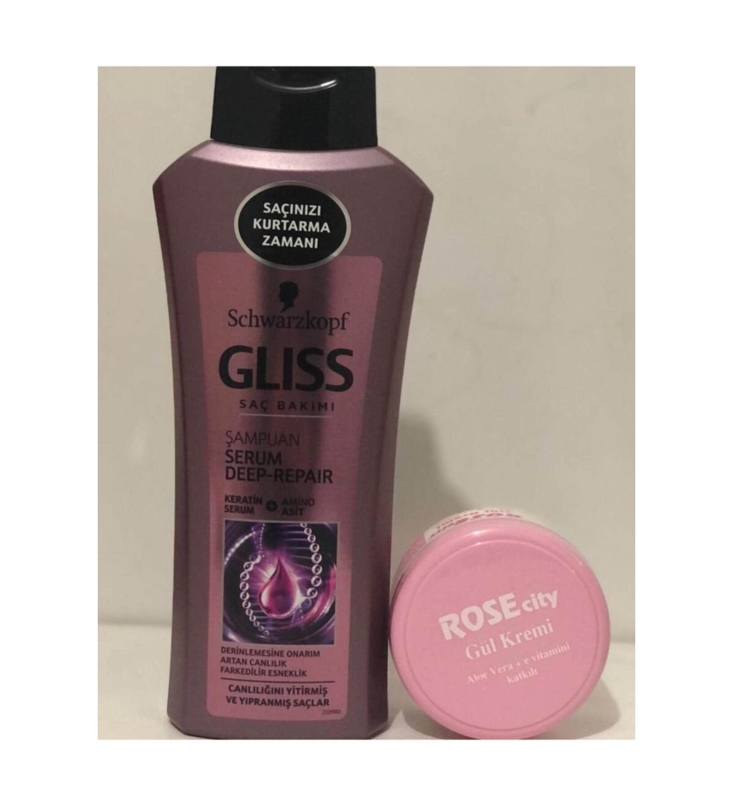 Gliss Serum Deep Repair 525 Ml Shampoo Rose City 135ml Aloe Vera Rose Cream